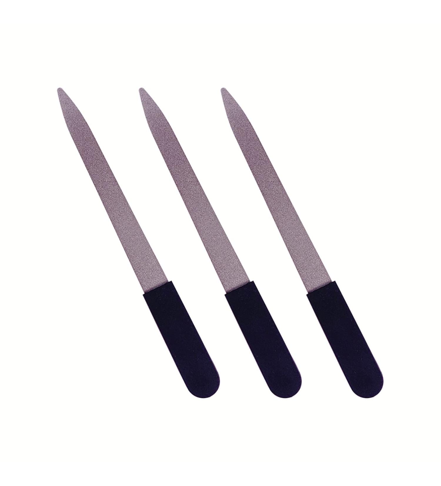 3 Pack Stainless Steel Heavy Duty Metal Nail Files for Natural Nails - Diamond Sapphire Grit Fingernail Files with Sharp Pointed Tip, Non Slip Handle - Black - Buy Online on GoSupps.com