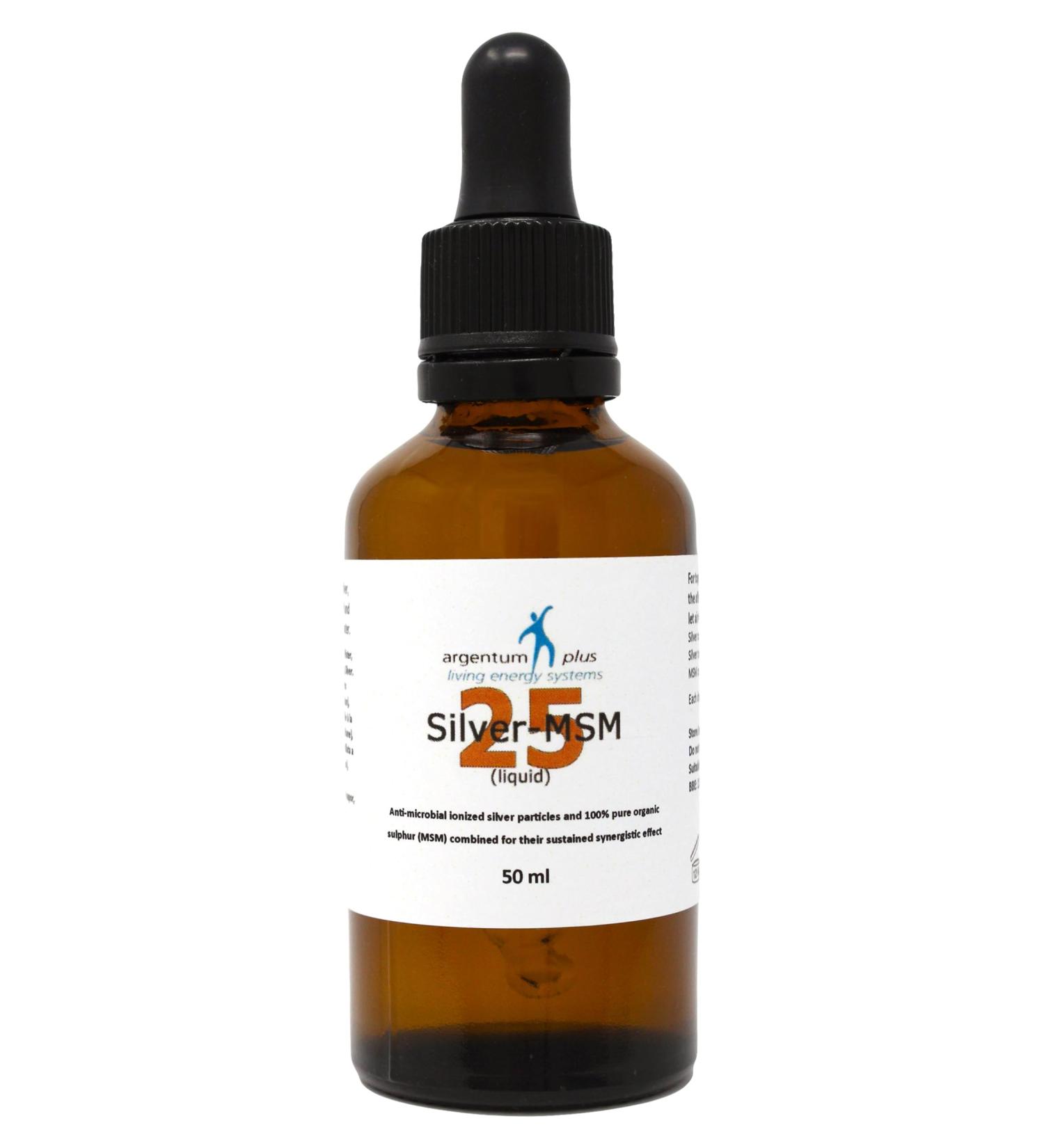 Silver-MSM 25 Liquid Supplement - 50ml Glass Dropper Bottle - Buy Online on GoSupps.com
