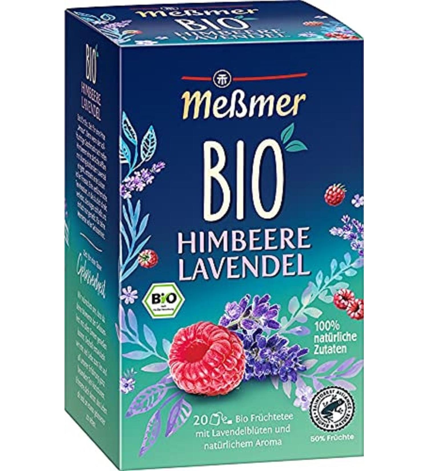 Messmer Organic Raspberry Lavender Tea - 100% Natural Vegan Gluten-Free Lactose-Free - 20 Tea Bags - Buy Online on GoSupps.com