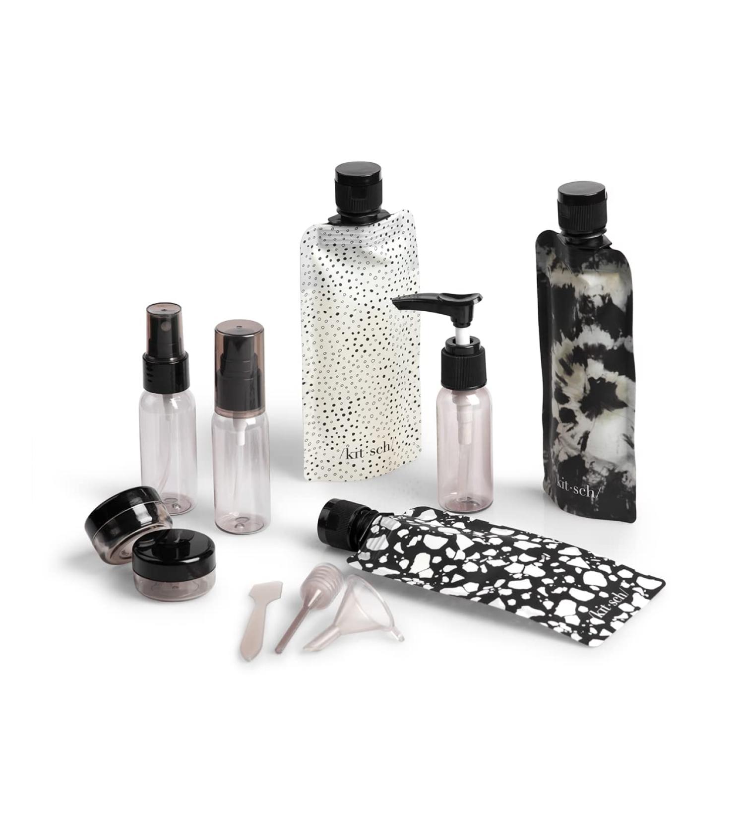 Kitsch Ultimate Travel Set - Set of 11 TSA Approved Leakproof Containers in Black | Ivory - Buy Online on GoSupps.com