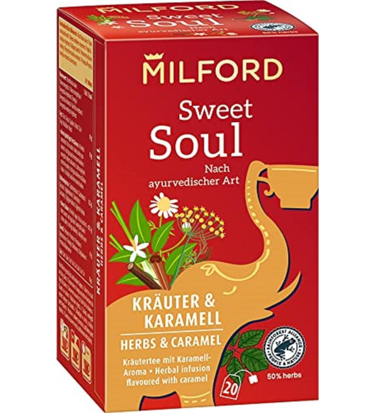Milford Sweet Soul Herbal Tea | Ayurvedic Caramel Flavor | 20 Tea Bags | International Shipping Available - Buy Online on GoSupps.com