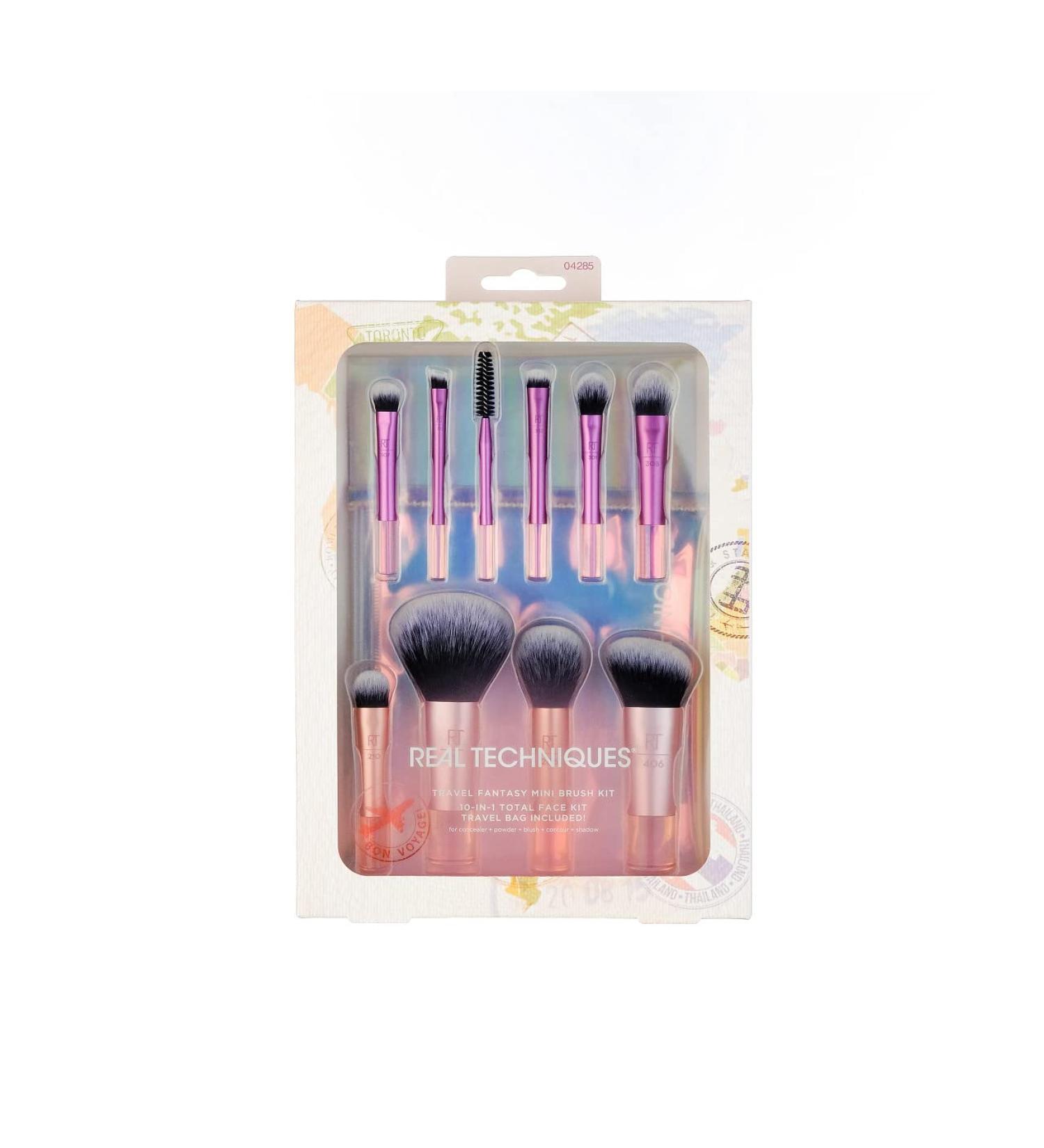 Real Technique Travel Fantasy Mini Brush Kit - 11pc Set for Eyeshadow, Highlight, Contour & Concealer - Synthetic Bristles with Makeup Bag - Buy Online on GoSupps.com