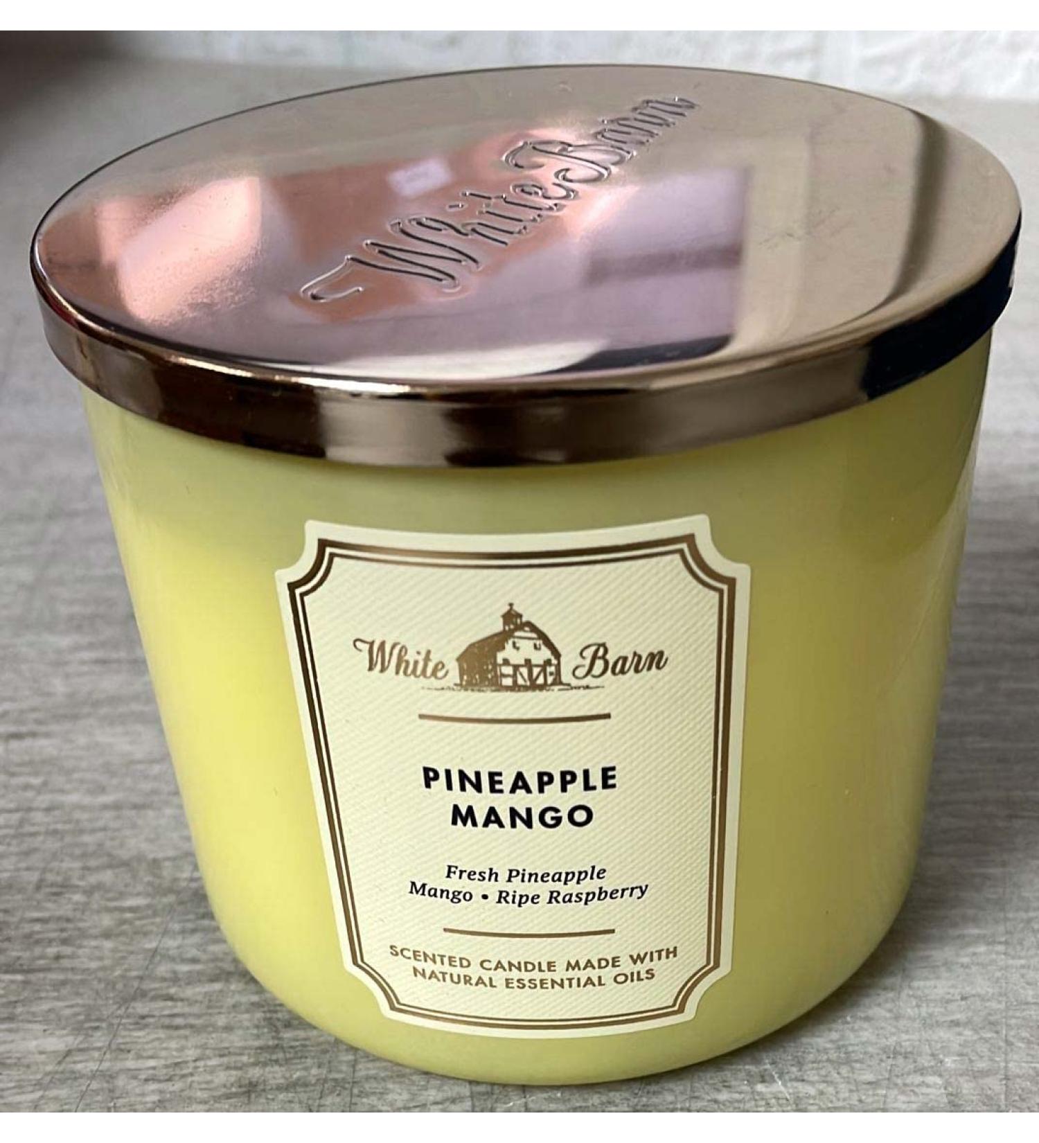 Bath and Body Works White Barn 3-Wick Candle 14.5 oz with Essential Oils - Pineapple Mango Scent - 2021 Core Collection - Buy Online on GoSupps.com