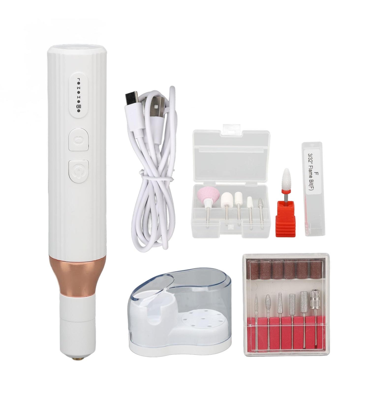 3 Gears Electric Nail Polisher Grinder Portable Rechargeable LED Display Manicure Drill Pen Type C - Buy Online on GoSupps.com