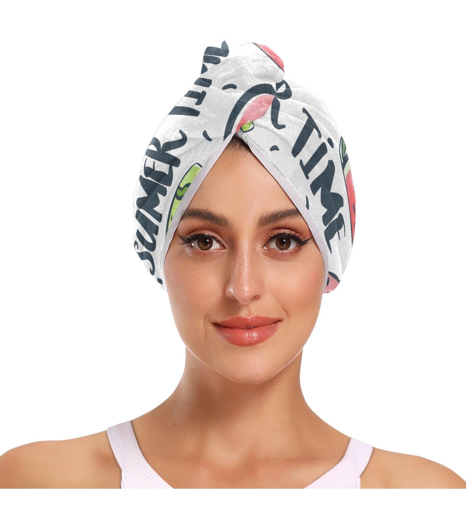 Watermelon Slice Hair Towel 2 Pack - Super Absorbent Quick Drying Hair Turbans for Women & Girls | Perfect Hair Drying Solution - Buy Online on GoSupps.com