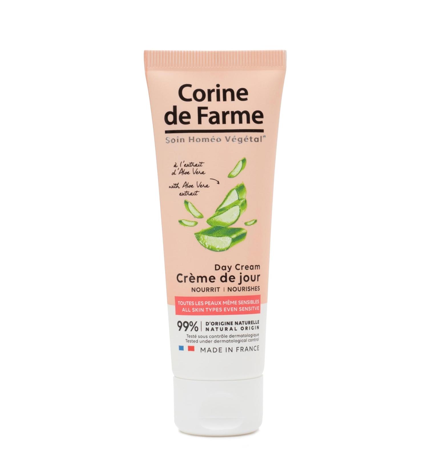 Corine de Farme - Day Cream with Aloe Vera Extract - Moisturizes Nourishes Soothes - All Skin Types - 99% Ingredients of Natural Origin - French-Made Facial Care - 50 ml - Buy Online on GoSupps.com