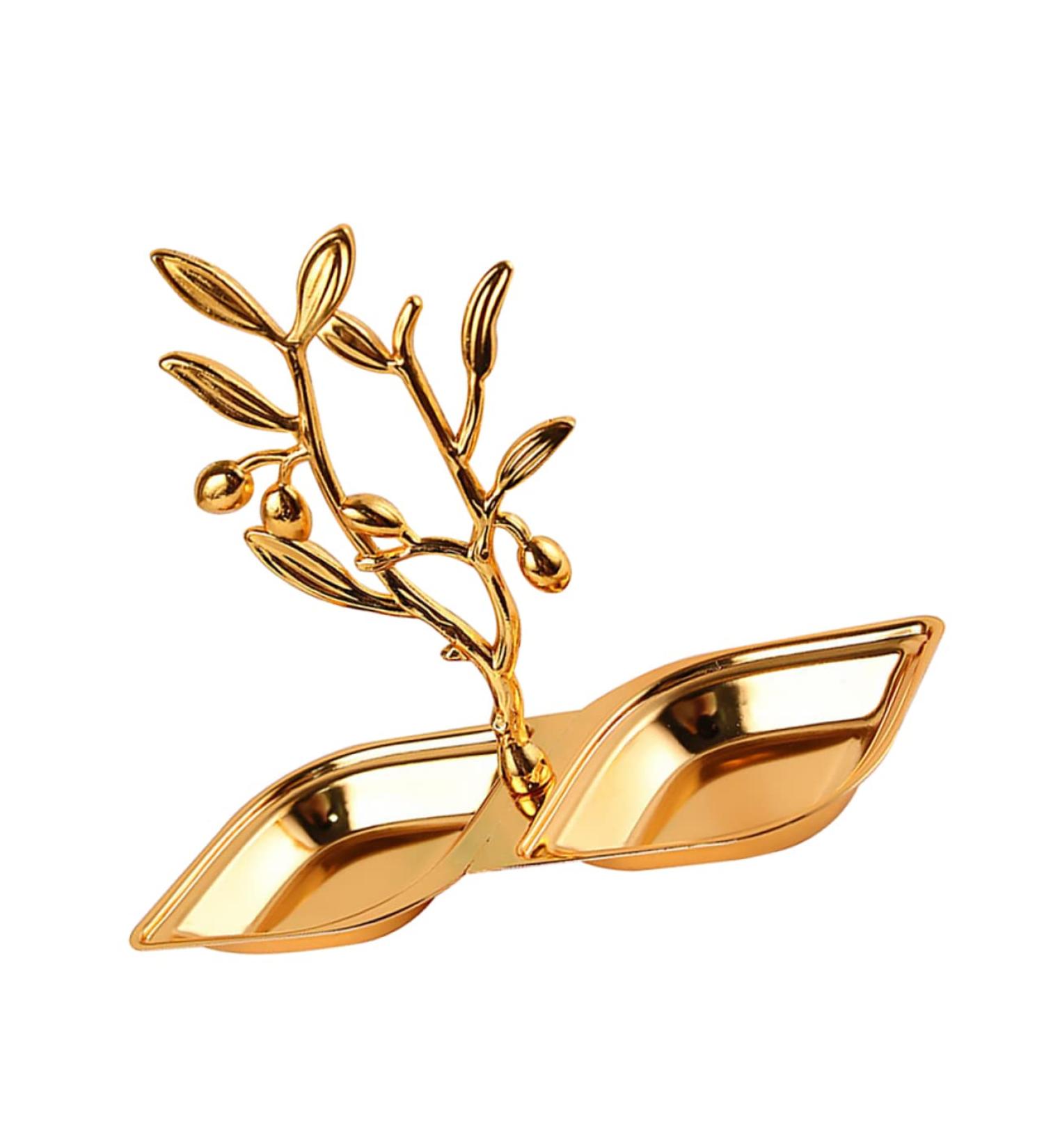 Alipis Container Snack Fruit Dessert Dried Metal Two-Grid Ktv Snacks Storage Tray Household Plate re-usable 19.5X15.5CM Golden - Buy Online on GoSupps.com