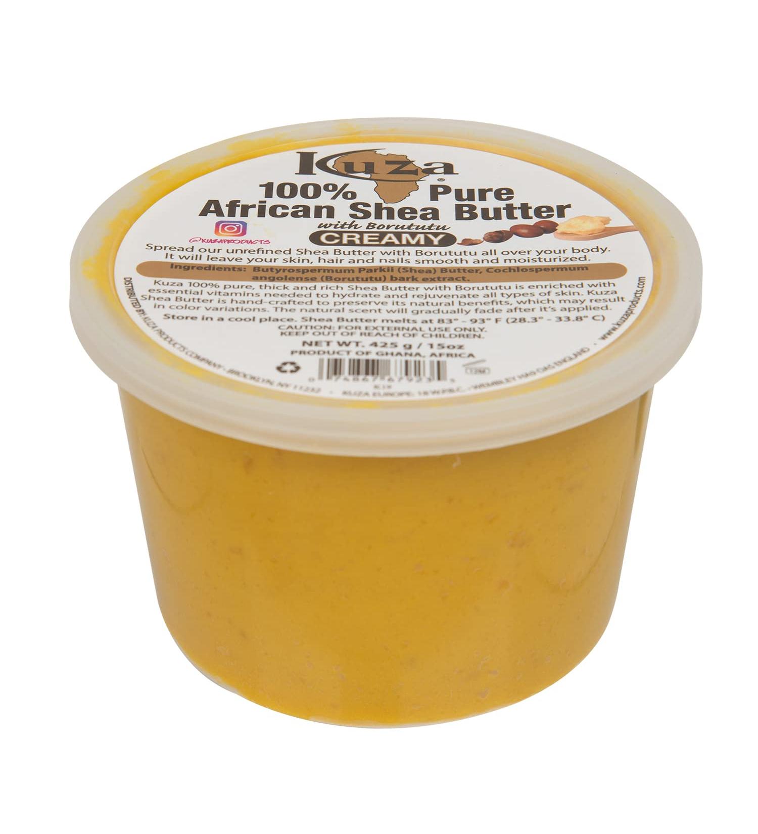 Kuza 100% Pure African Shea Butter with Borututu - 15oz Creamy Moisturizer for Hair, Skin & Nails - Buy Online on GoSupps.com