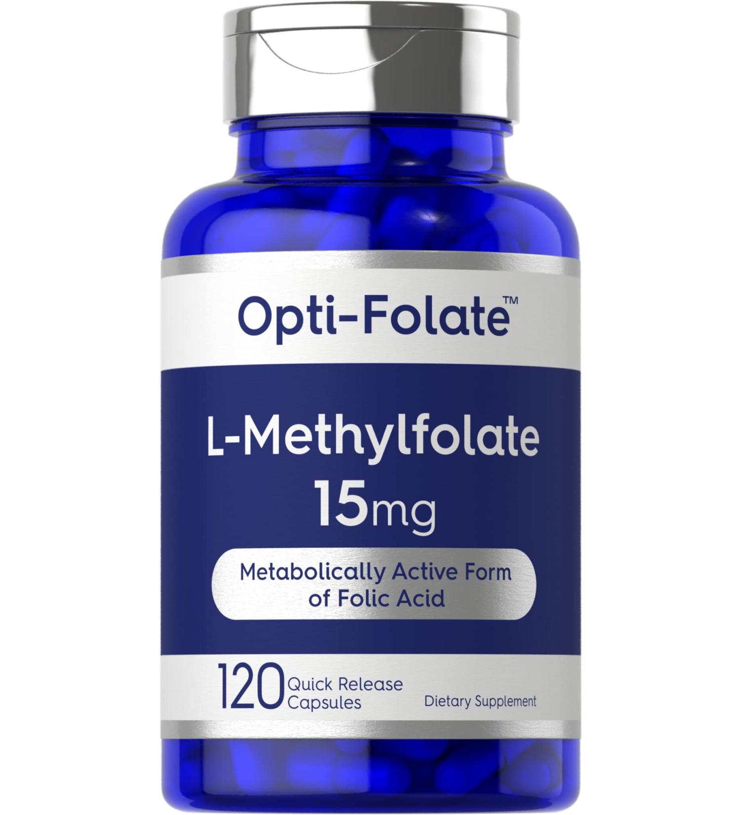 L Methylfolate 15mg | 120 Capsules | Max Potency | Opti-Folate 5-MTHF | Non-GMO & Gluten Free - Buy Online on GoSupps.com