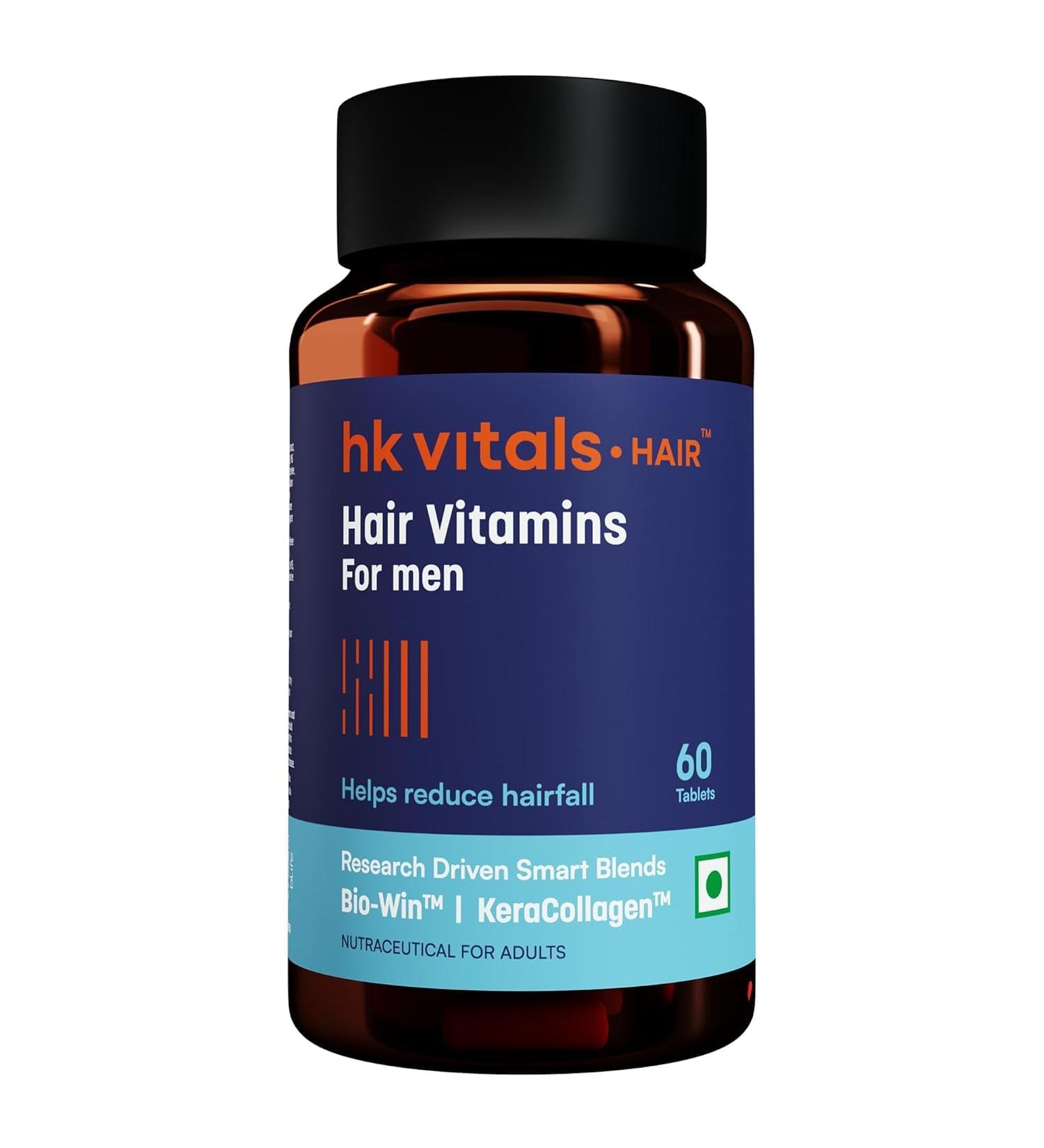 HK Vitals Hair Vitamin with DHT Blockers (60 Tablets) | Omega & Biotin Supports Keratin Synthesis & Helps Reduce Hair Fall - Buy Online on GoSupps.com