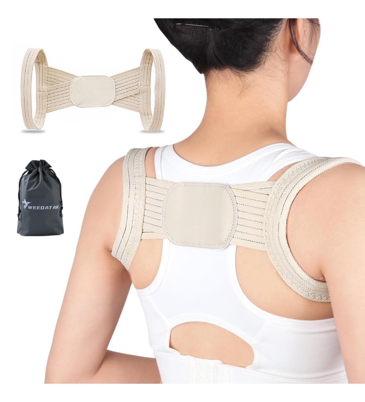 WEEOATAR Posture Corrector for Adults & Kids - Adjustable Upper Back Brace Highly Elastic Posture Trainer Easy to Use - Beige (Large - Buy Online on GoSupps.com