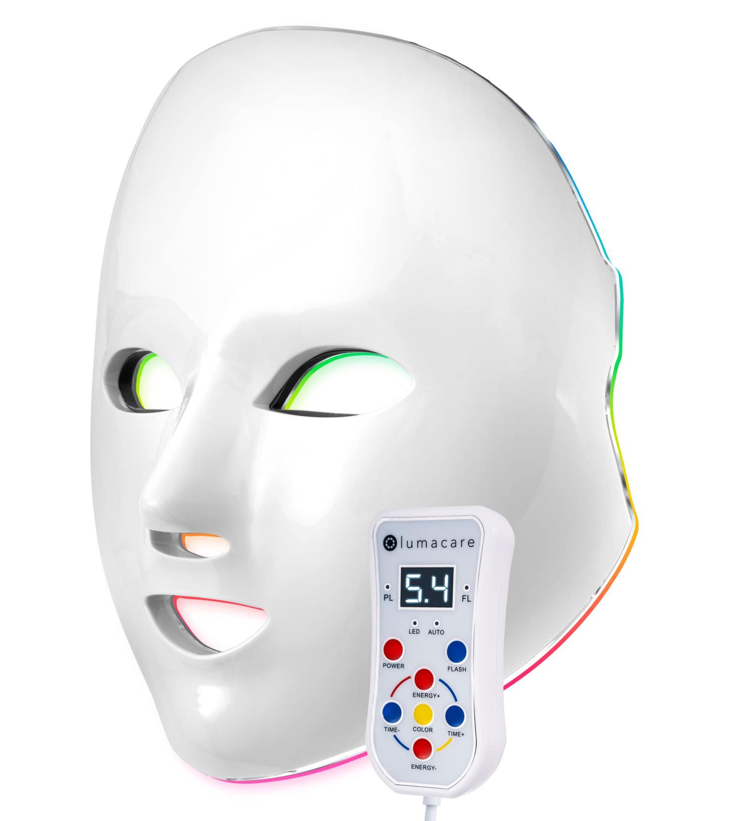 LED Face Mask for Glowing Skin - Red Light Therapy 8 Wavelengths Comfortable Design with Head Strap & Controller - Buy Online on GoSupps.com