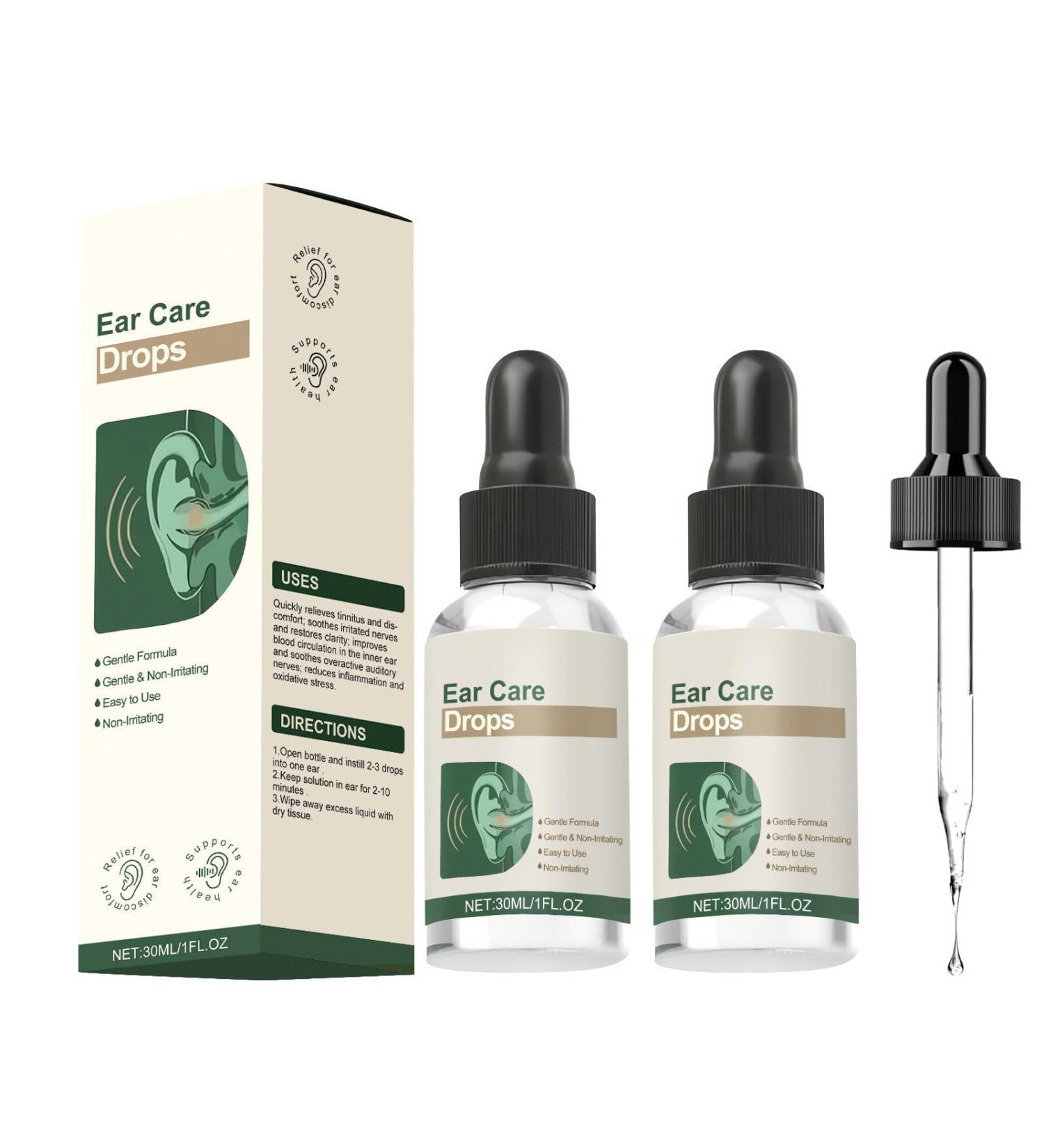 Ear Care Drops Gentle Formula 2PCS Natural Ingredients Relieve Tinnitus by Unblocking Secretions for Daily Ear Hygiene Easy to Use & Portable for Men & Women - Buy Online on GoSupps.com