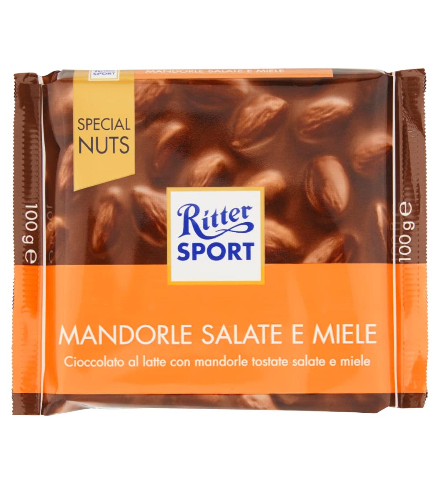 Italian Gourmet E.R. Ritter Sport Special Nuts Almond Salad and Honey Milk chocolate with roasted almonds and honey 100g