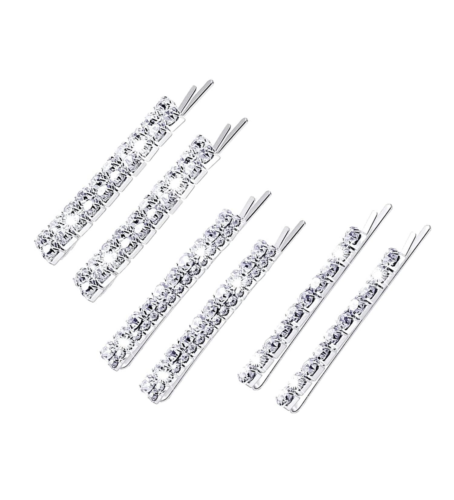 6PCS Silver Rhinestone Hair Clips - Sparkly Hairpins for Women | Luxury Hair Accessories for Party, Wedding & Daily Wear - Buy Online on GoSupps.com