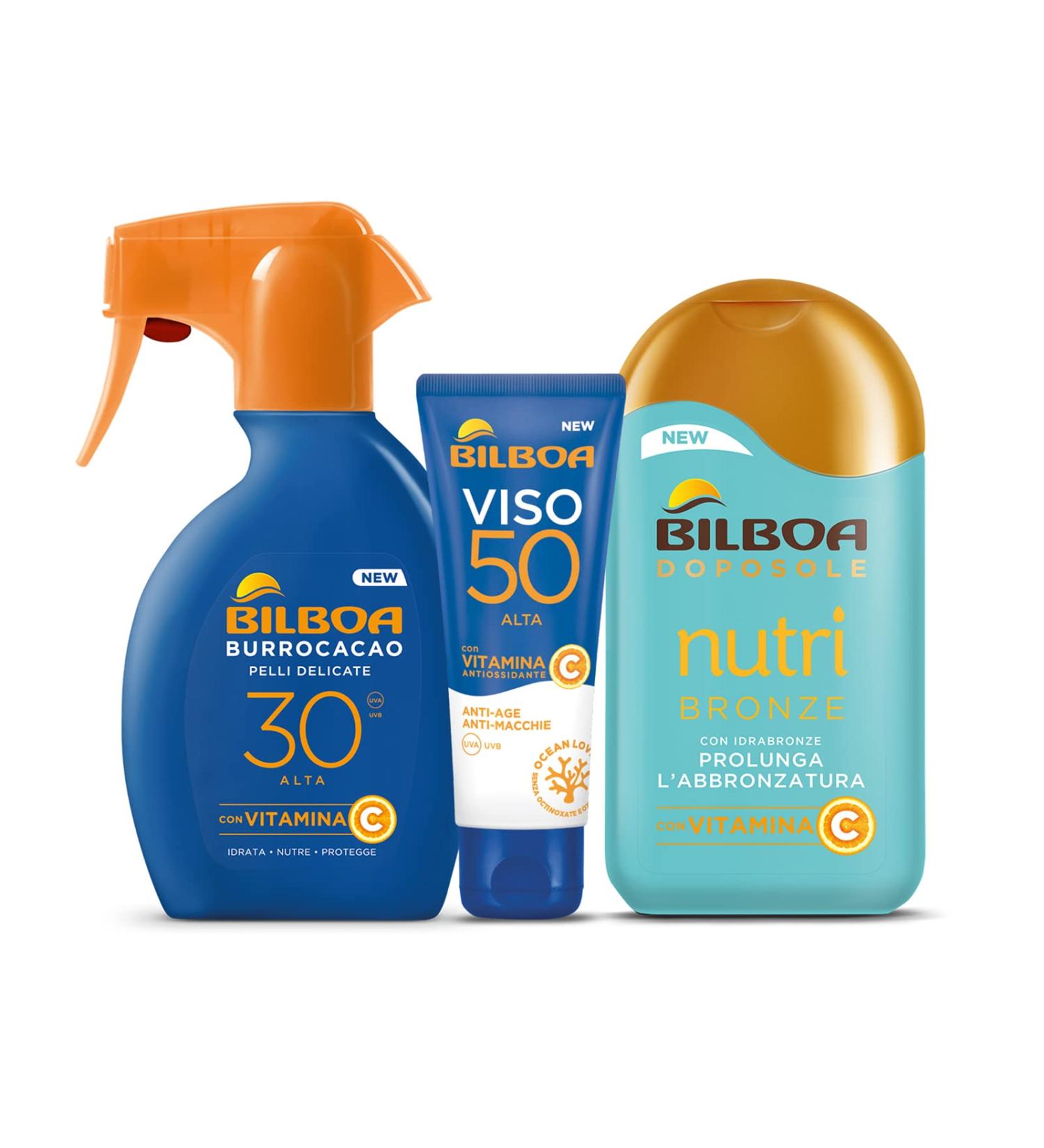 Bilboa High Sun Protection Set with Vitamin C | Trigger Solar Butter LSF 30 & Face Sunscreen SPF 50 - Lightweight Waterproof Formula - Buy Online on GoSupps.com