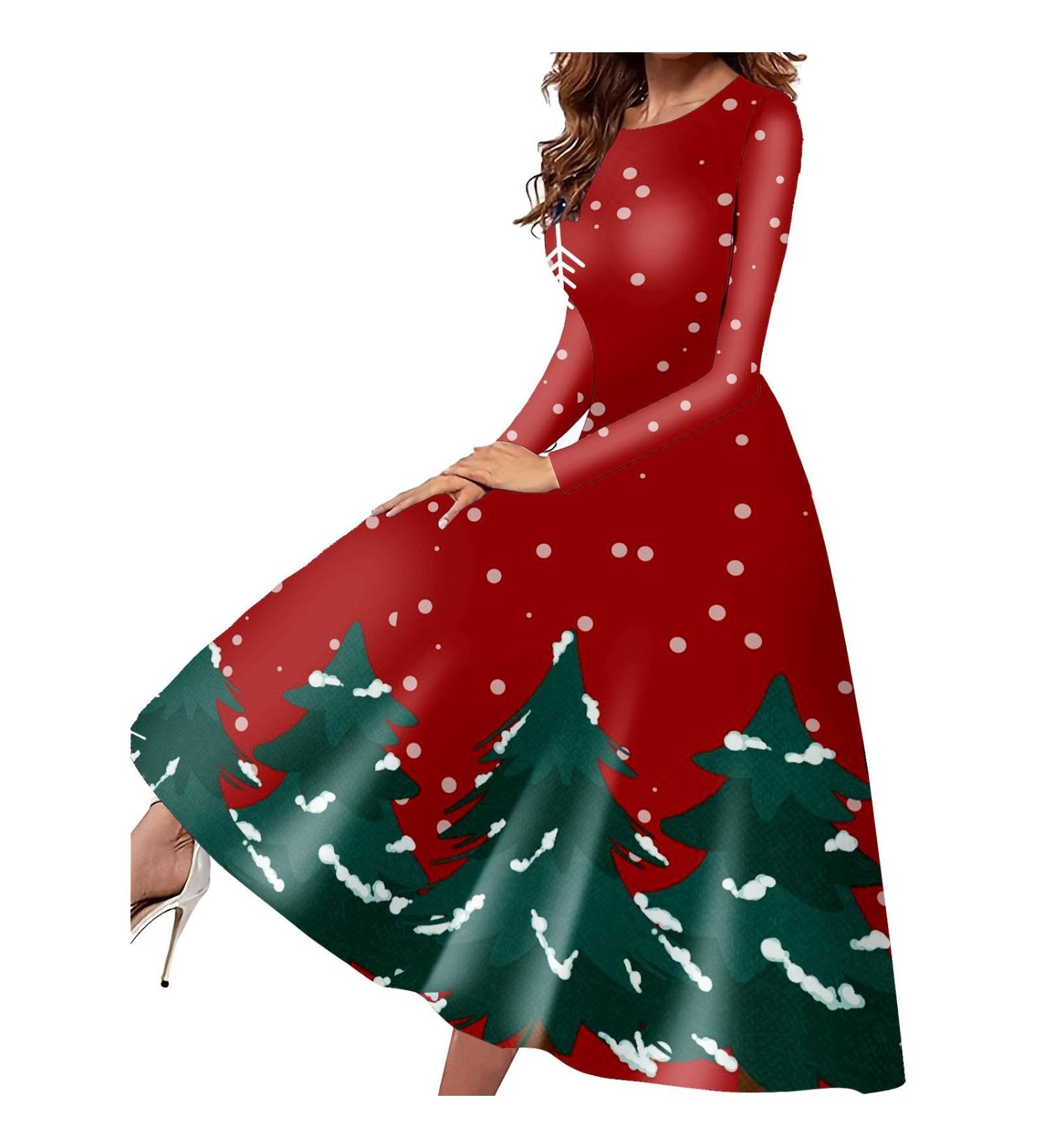 Elegant Hanxiulin Christmas Hoodie Dress for Women | Party Sweatshirt with Bag | Christmas Elk Design | Red Mini Dress XL - Buy Online on GoSupps.com