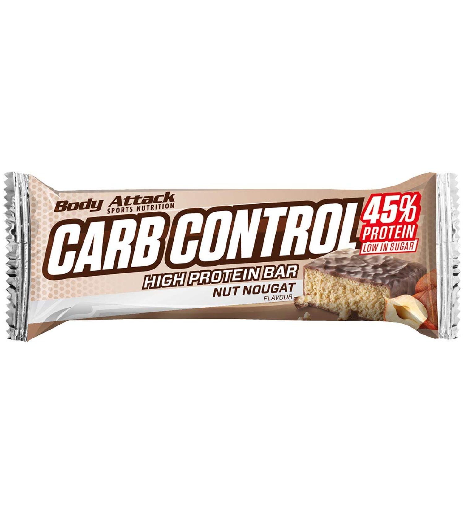 Body Attack Carb Control Protein Bar - Nut Nougat - 10x100g Pack | Low Carb High Protein International Shipping - Buy Online on GoSupps.com