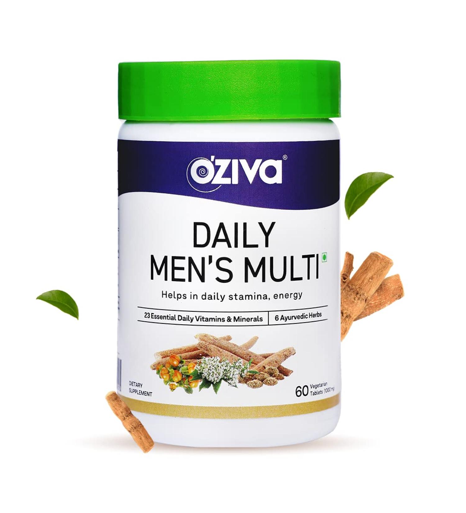 OZIVA Daily Men s Multivitamins Tablets | Multivitamins for Men s Daily Stamina Improved Energy & Better Immunity | with Daily 23 Minerals Ashwagandha Akarkara & Choline 60 Capsules - Buy Online on GoSupps.com
