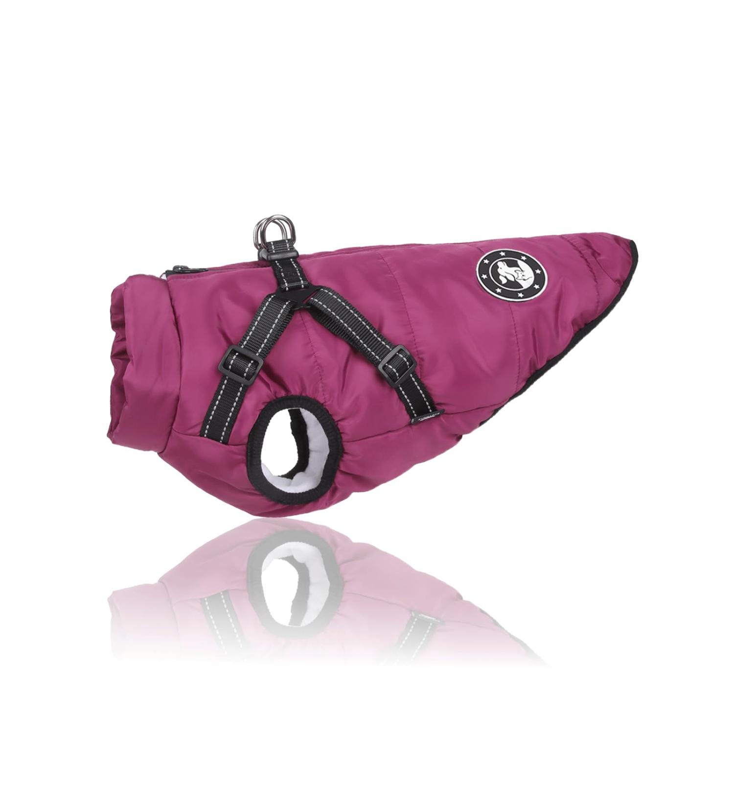 Luowan Waterproof Dog Coat for French Bulldogs | Warm Vest with Harness | Small Dog Jacket in Purple (S) - Buy Online on GoSupps.com