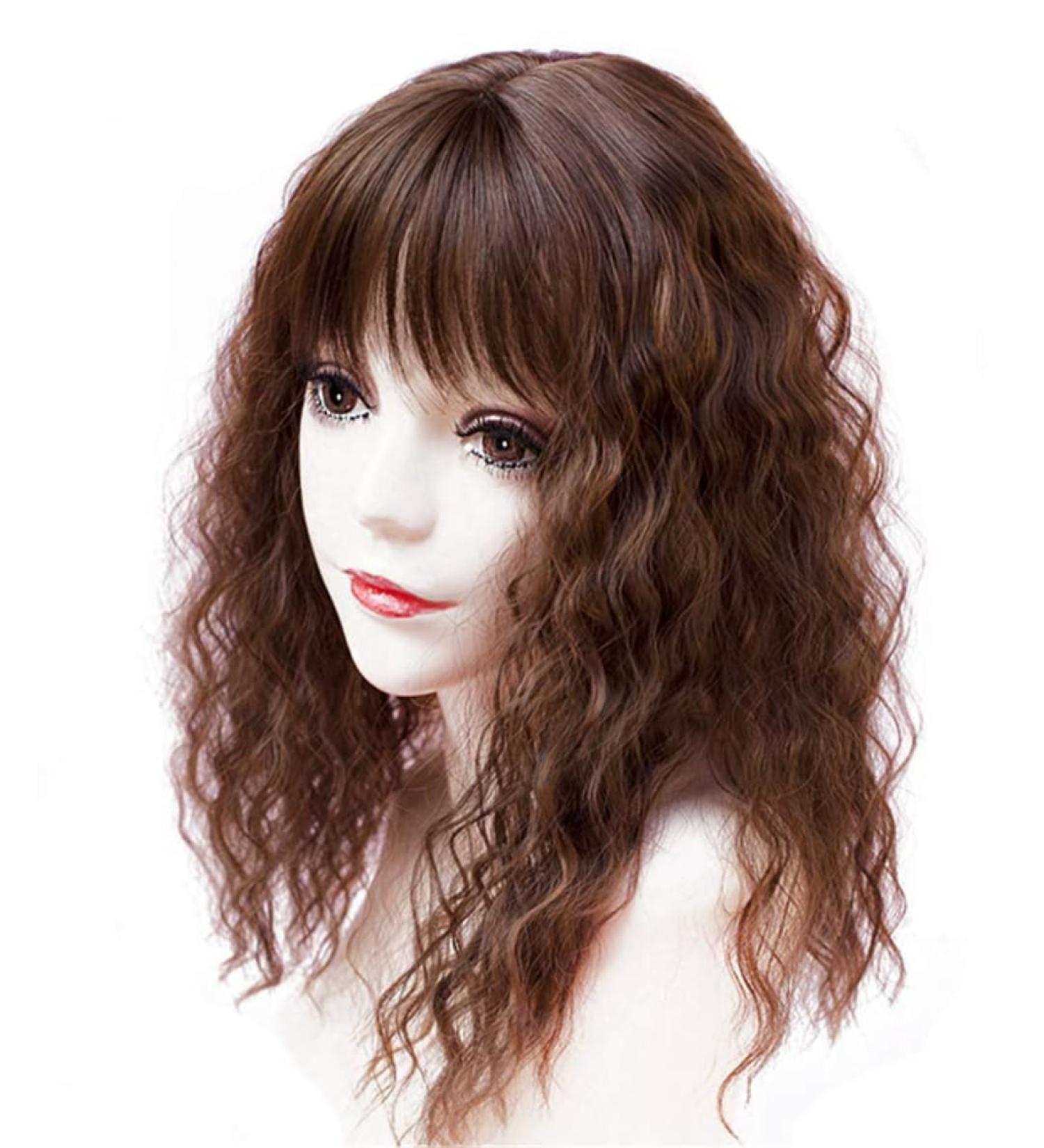Shop Women's Curly Wavy Synthetic Hairpieces with Bangs for Thinning Hair - 14 Thin Black - Buy Online on GoSupps.com