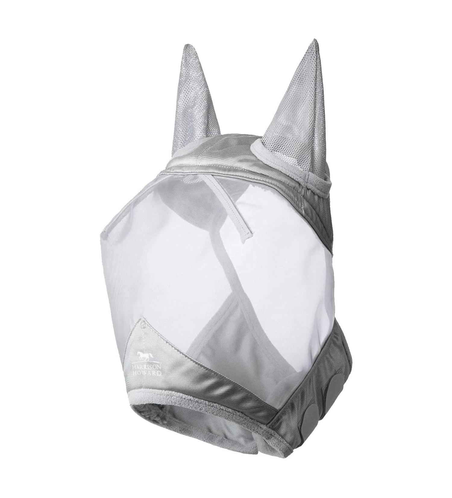 Harrison Howard CareMaster Midge-Proof Fleece Horse Fly Mask - UV Protection & Ear Protection for Pony (Small) - Silver - Buy Online on GoSupps.com