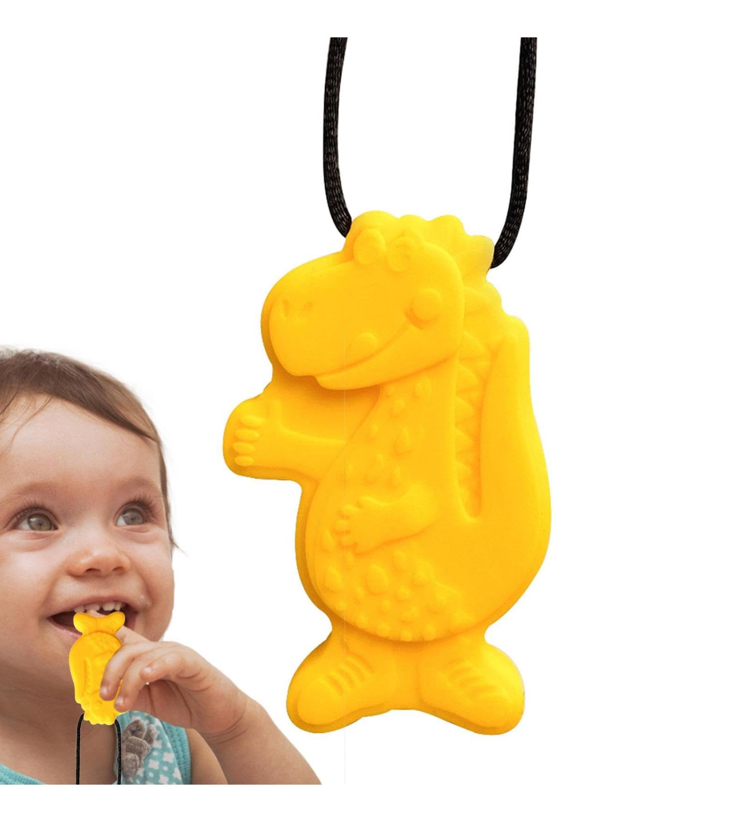 Wandable Necklace - Creative Silicone Dinosaur Bite Chain | Sensory Oral Chewing Toy for Kids - Youding Yellow - Buy Online on GoSupps.com