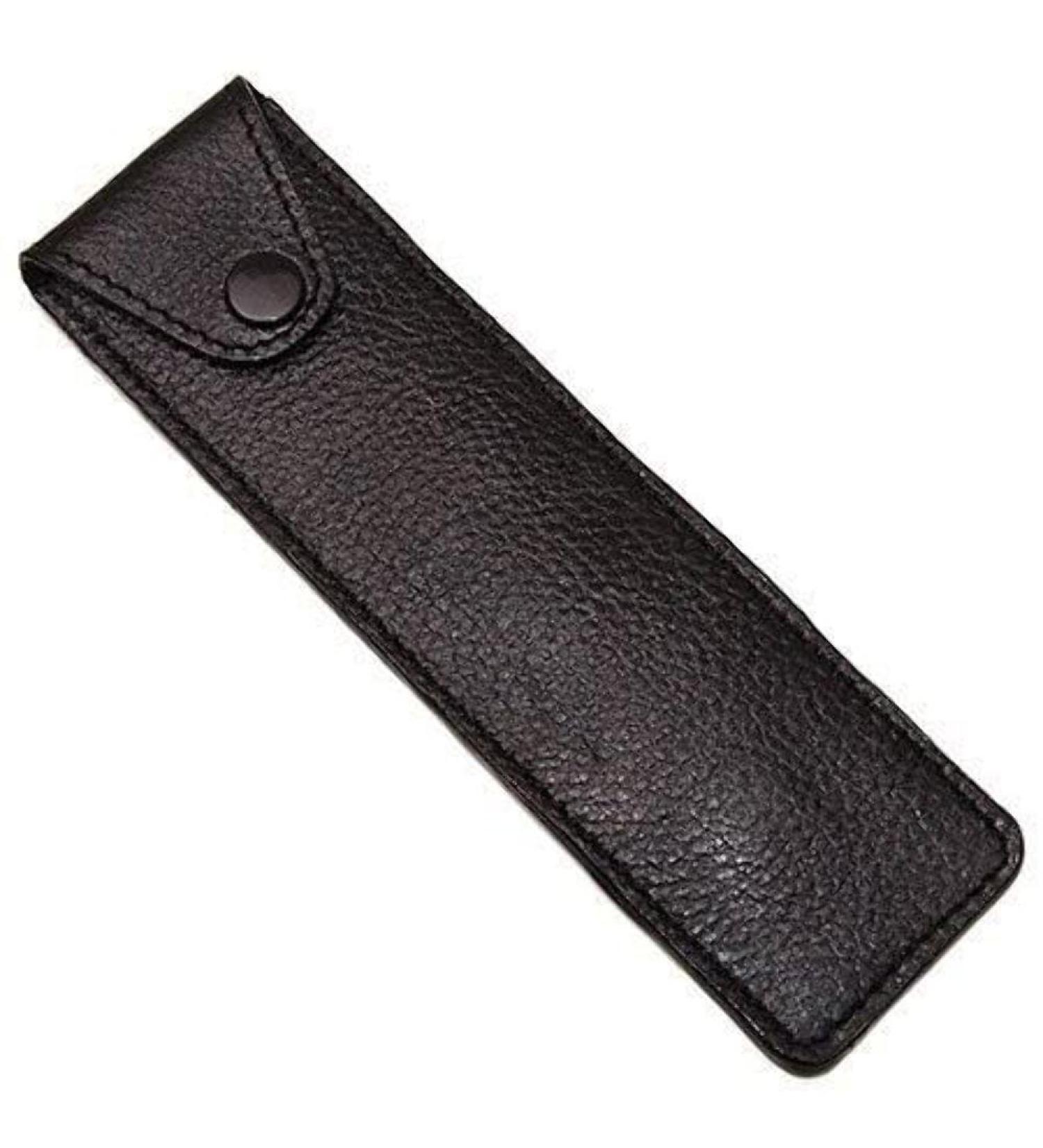Parker Safety Razor Genuine Leather Protective/Travel Case for Straight And Barber Razors - Felt Lined BLACK