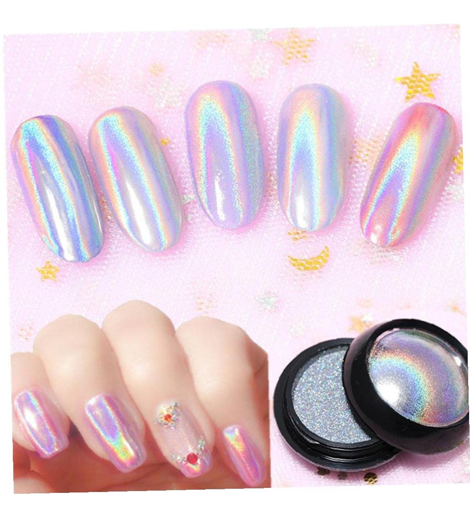 0.5g/Box Holographic Nail Powder Pink Rainbow Nail Dust Glitter Nail Art Powder Women Manicure Tool