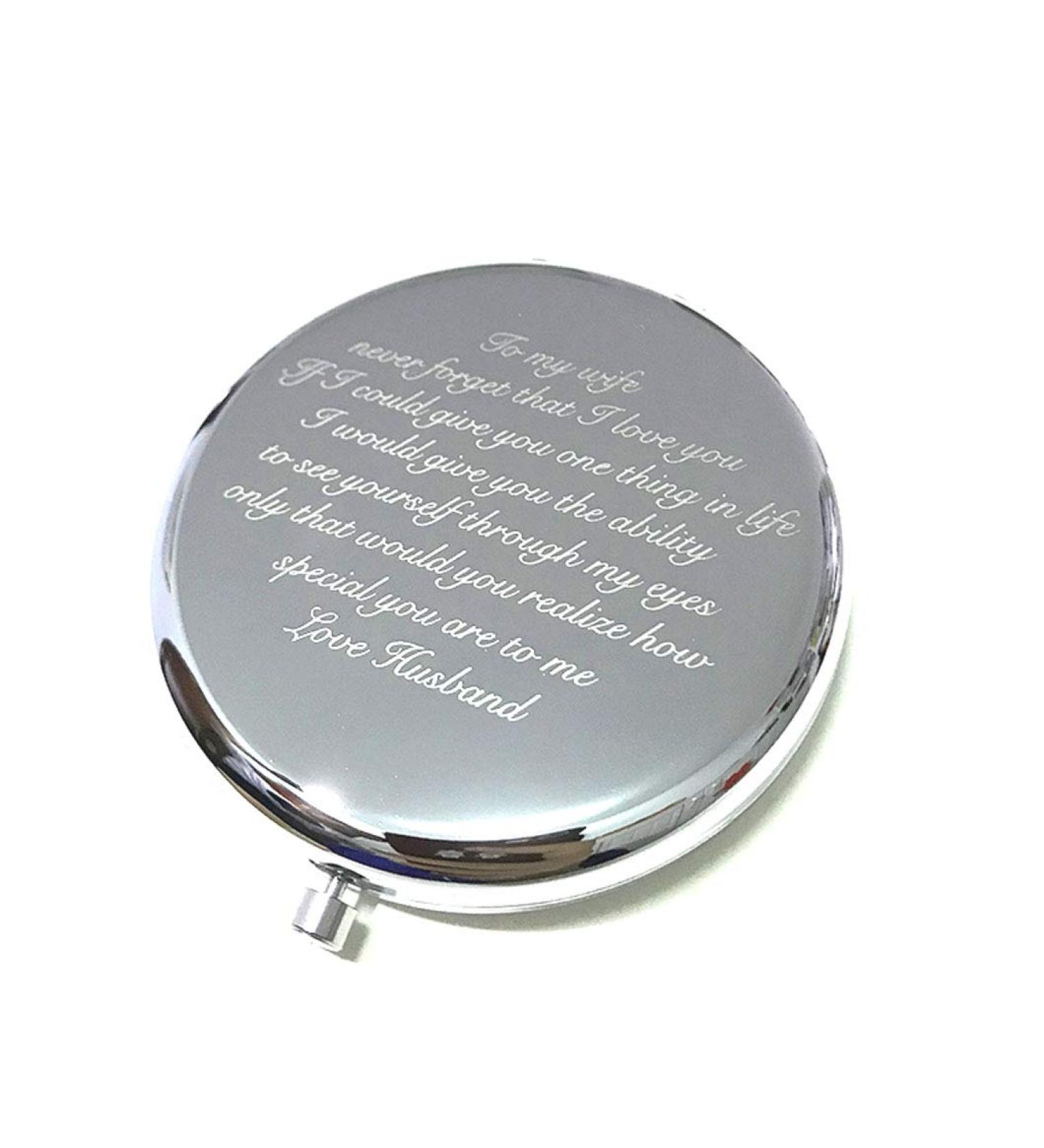 Romantic Wife Birthday & Anniversary Makeup Mirror Gift - 'I Love You' from Husband | Customizable & Personalized - Buy Online on GoSupps.com
