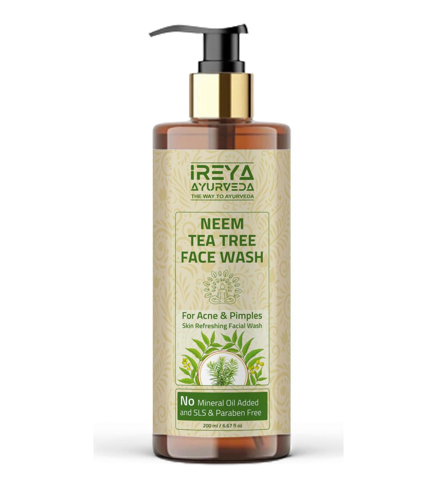 Neem Tea Tree Face Wash 200ml (6.76oz) with Neem Extract & Tea Tree Oil | Moisturizing Cleanser for Men and Women Gentle Daily Wash for Soft and Smooth Skin - Buy Online on GoSupps.com