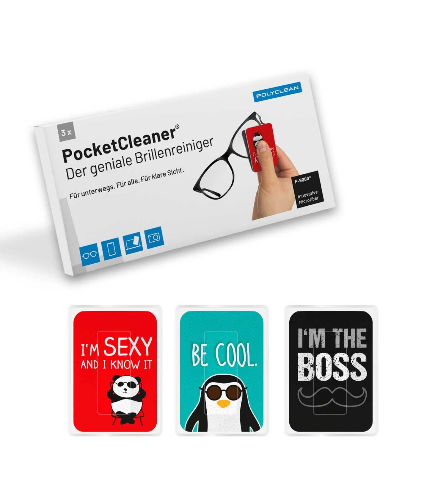 Polyclean 3x PocketCleaner - Microfiber Glasses Cleaning Towels (12x4 cm) | Practical Display & Screen Cleaner - Made in Germany - Buy Online on GoSupps.com
