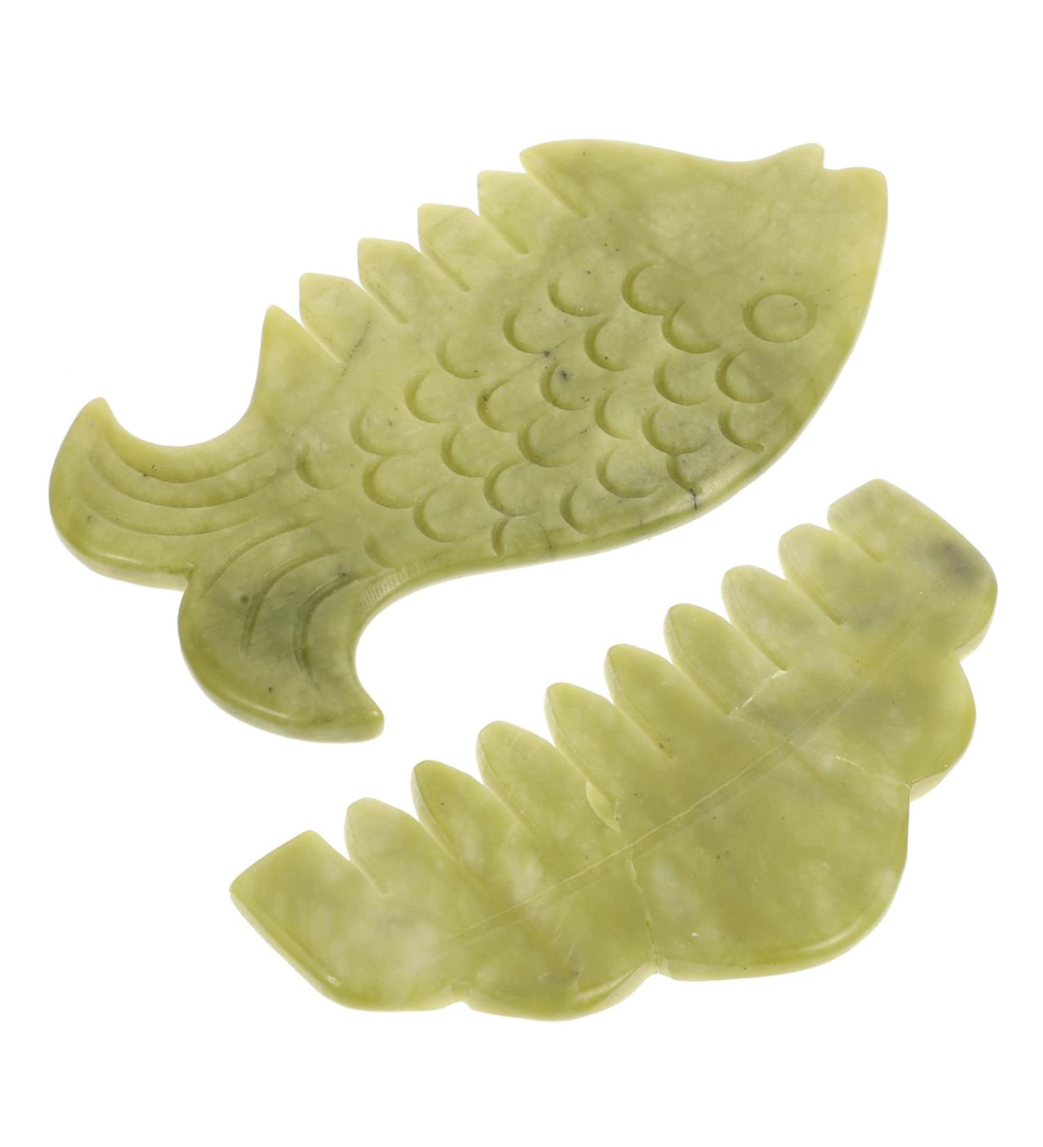 Plafope Jade Comb Set - 2 Portable Jade Hairbrushes & Gua Sha Tools for Scalp & Facial Massage | Perfect Skin Care & Relaxation - Buy Online on GoSupps.com