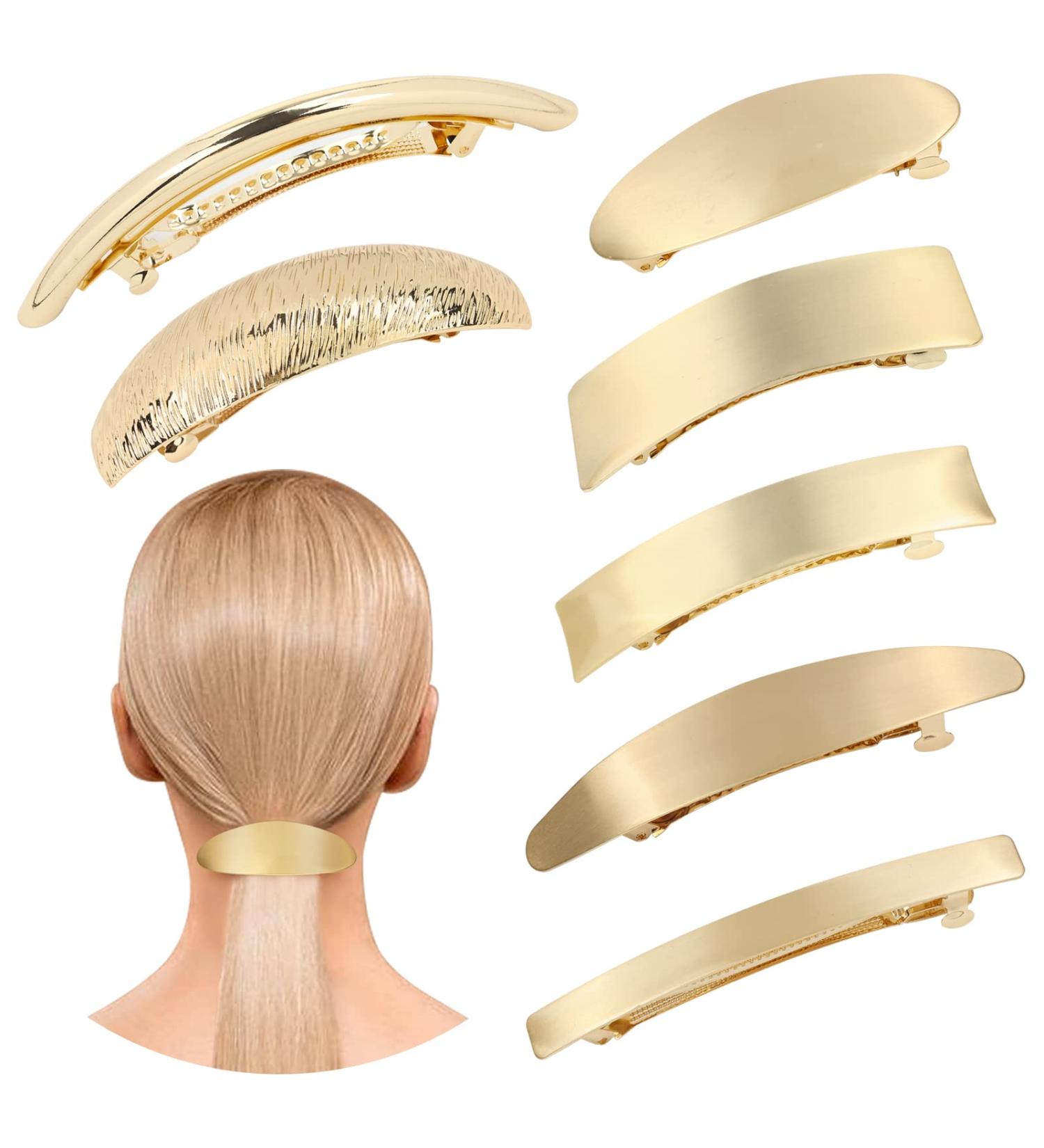 Cinaci 7pcs Elegant Gold Metal Hair Clips | Decorative Hairpins for Women & Girls - International Shipping Available - Buy Online on GoSupps.com