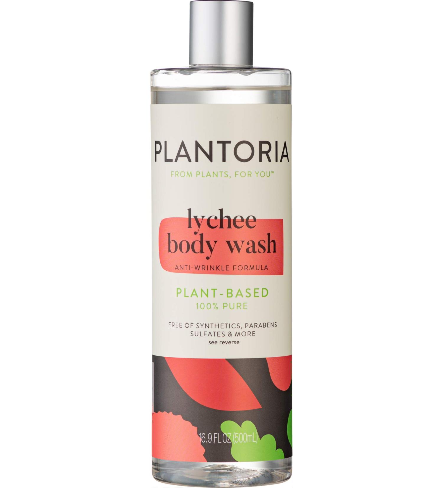 Plantoria Lychee Body Wash - Vegan Organic Anti Aging Skin Care with Deionized Water, Mango & Shea Butter - Rich in Vitamin C - Buy Online on GoSupps.com