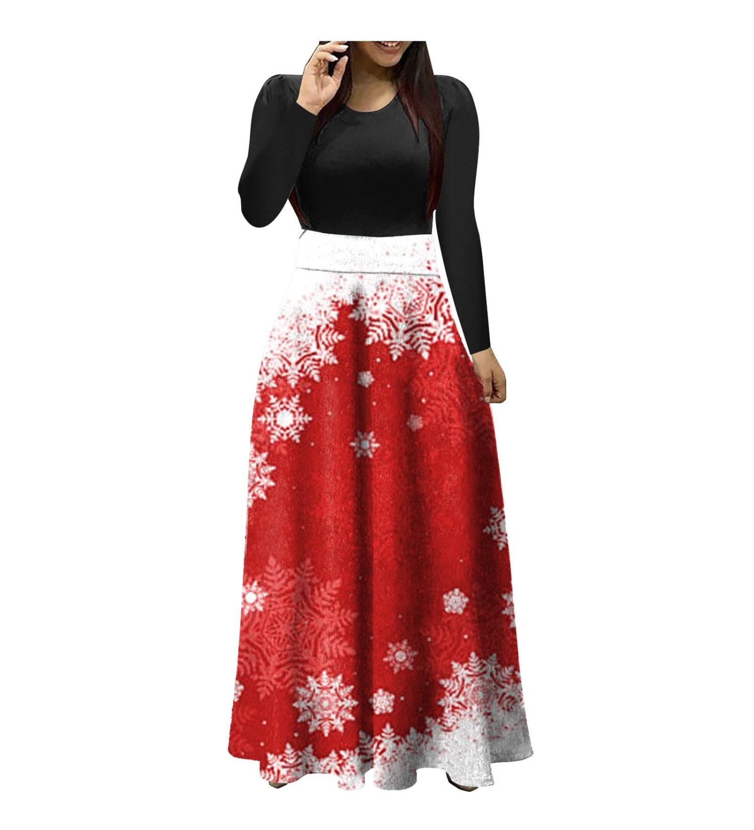 Shop Women's Christmas Sweater Dress Long Sleeve O-Neck with Festive Moose & Snowflake Motif Perfect Holiday Club Wear - Buy Online on GoSupps.com