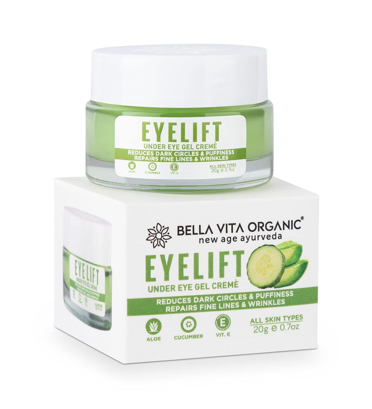 Bella Vita Organic EyeLift Hydrating Under Eye Cream Gel - Dark Circles & Puffy Eyes Treatment - 20 gm - Buy Online on GoSupps.com