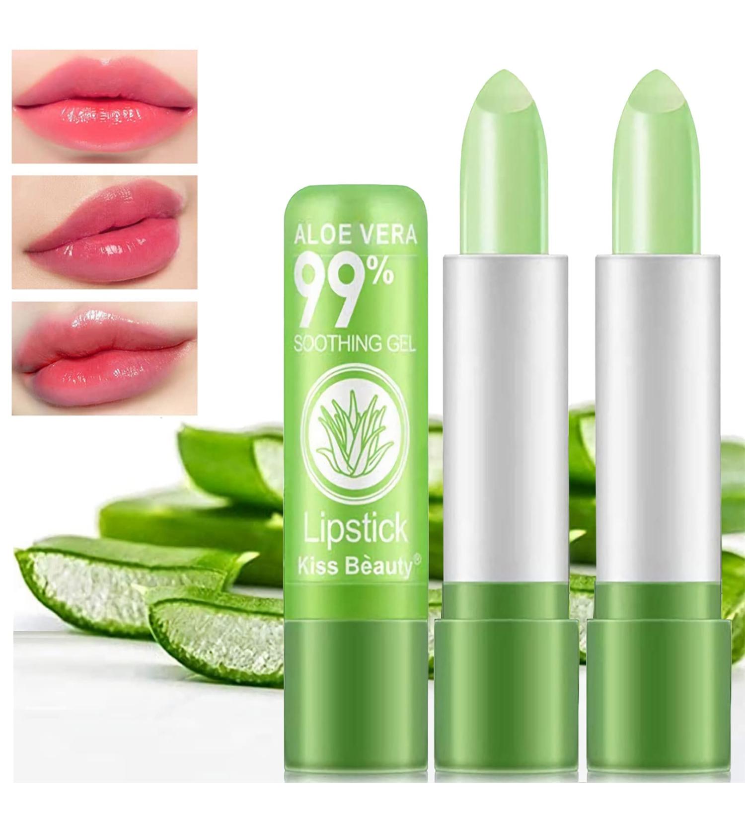 2 Pack Aloe Vera Color Changing Lip Balm - Hydrating, Long-Lasting Lip Care | Nutritious Plumper & Moisturizer | Magic Temperature Color Change Lip Gloss - Korean Makeup - Buy Online on GoSupps.com