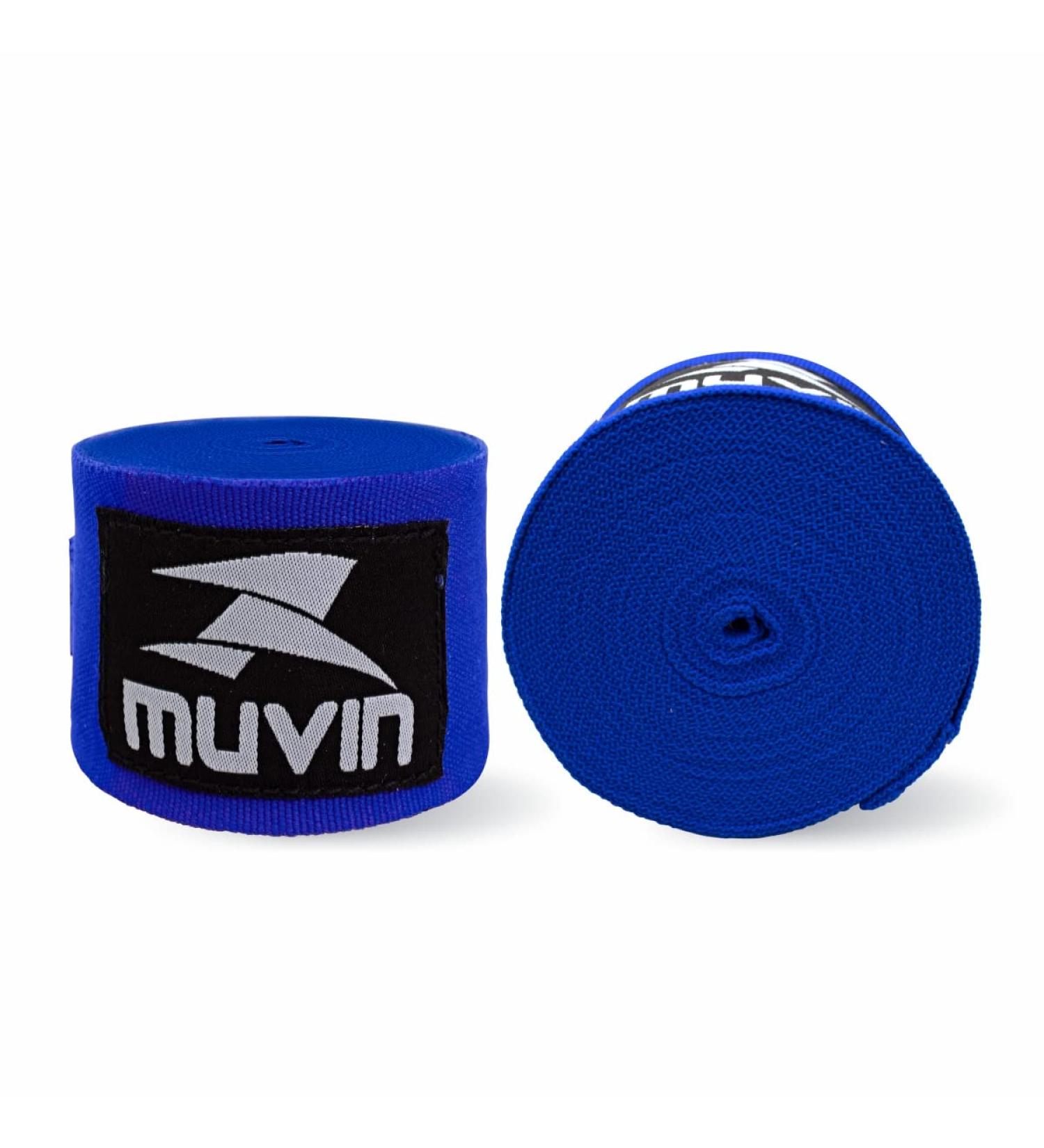 Muvin Boxing Hand Wraps - 180 Inches Semi-Elastic Blue - 1 Pair for Men & Women | Kickboxing, Muay Thai, MMA, Krav Maga - Combat Sports - Buy Online on GoSupps.com