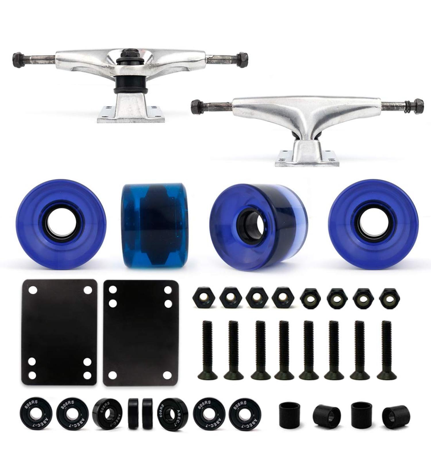 VJ 5.0 Skateboard Truck and Wheel Set - 127mm Silver Trucks, 60mm Gel Blue Cruiser Wheels, Bearings and Hardware Included - Buy Online on GoSupps.com