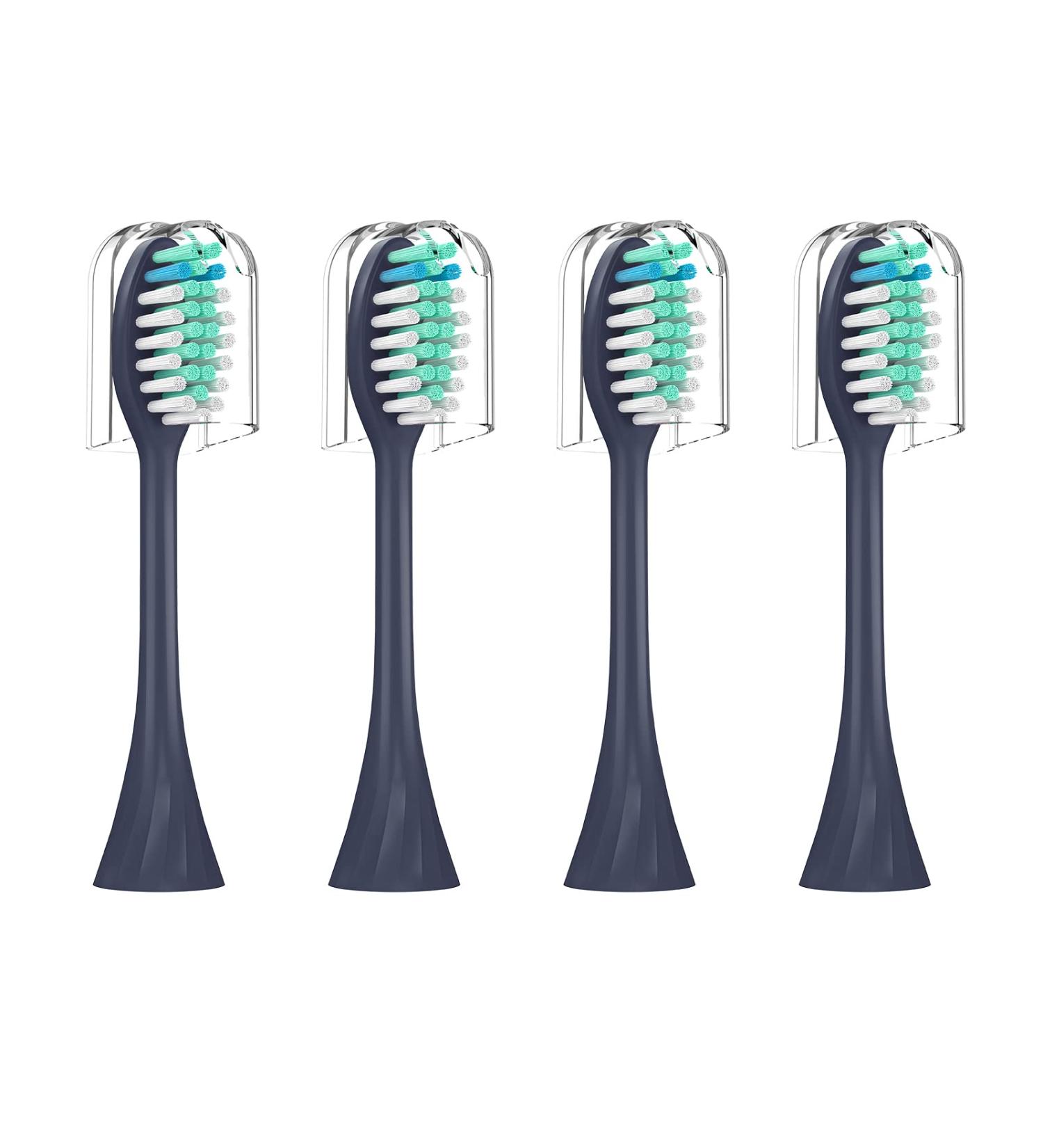 USHON Toothbrush Replacement Brush Heads for HY1100 & HY1200 - 4 Pack (Midnight Navy Blue) | Philips One Electric Toothbrush Compatible - Buy Online on GoSupps.com