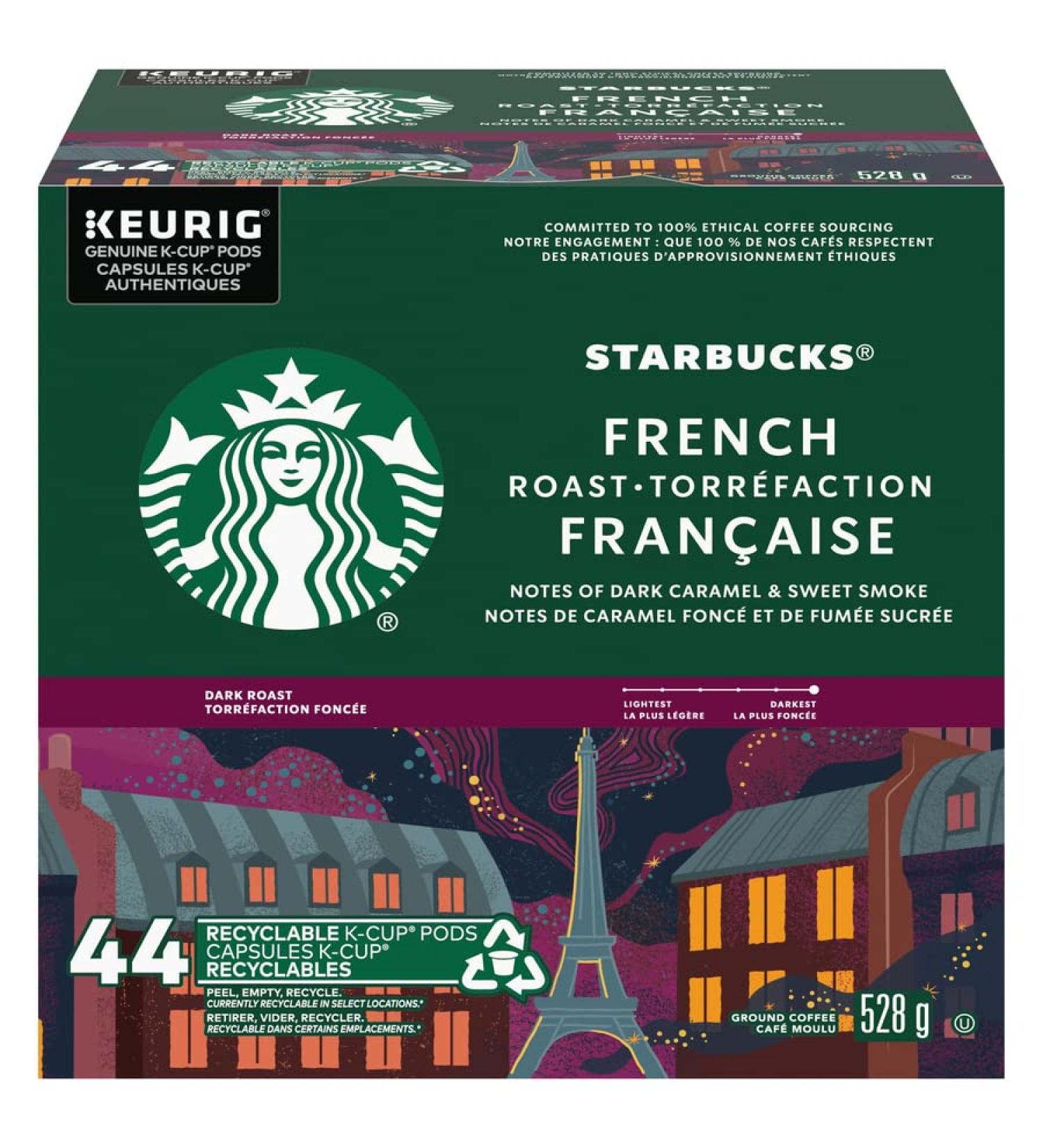 Starbucks French Roast Dark Roast Ground Coffee K-Cup Pods 44 ct Box French Roast 44 count (Pack of 1) - Buy Online on GoSupps.com