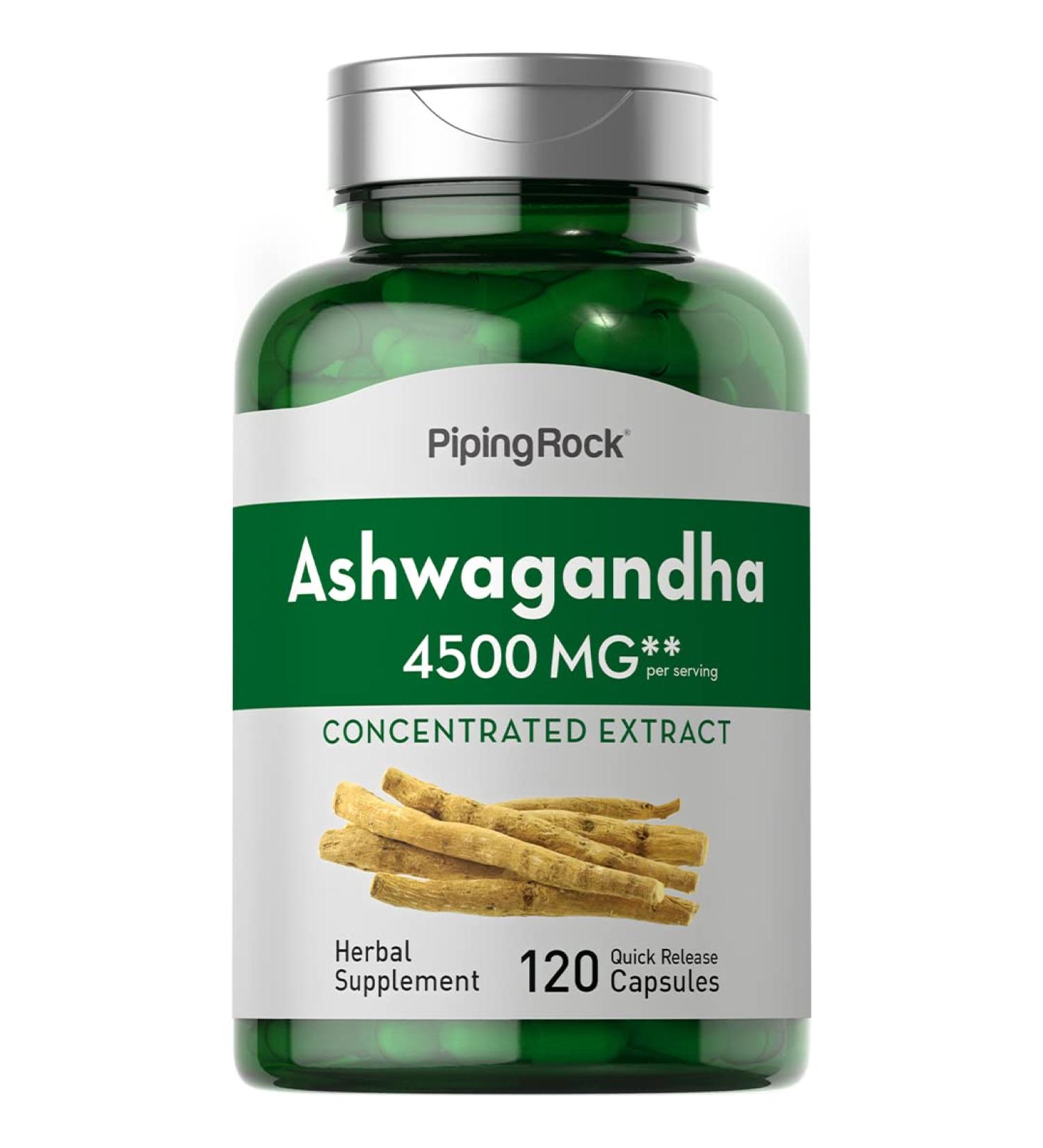 Piping Rock Ashwagandha 4500mg | 120 Capsules | Supplement with Black Pepper Extract | for Women and Men | Non-GMO Gluten Free - Buy Online on GoSupps.com