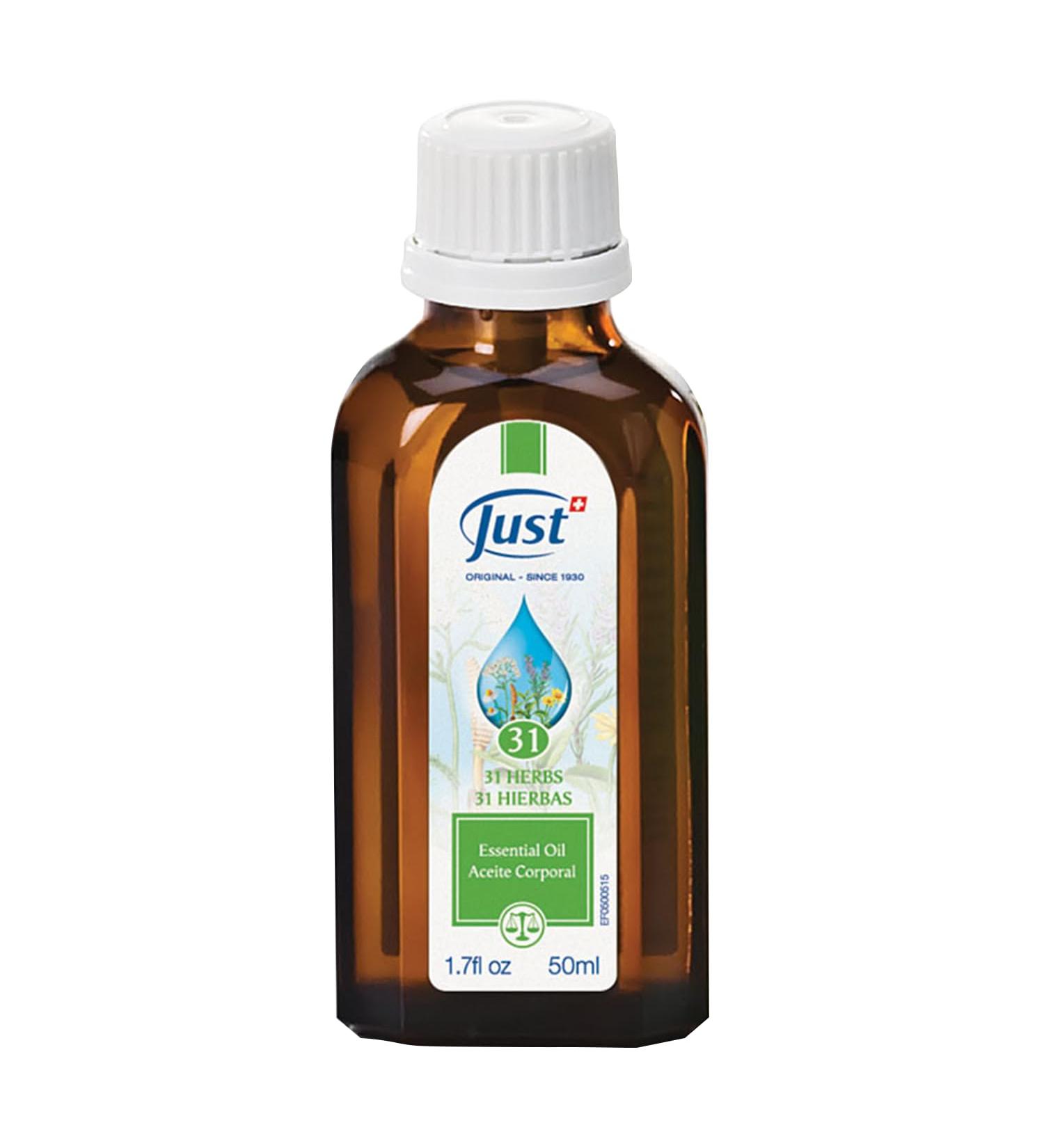 Essential Oil for Family | Swiss Just 31 Herbal & Massage Oil for Muscle & Joint Pain | Eucalyptus | 50ml - Buy Online on GoSupps.com