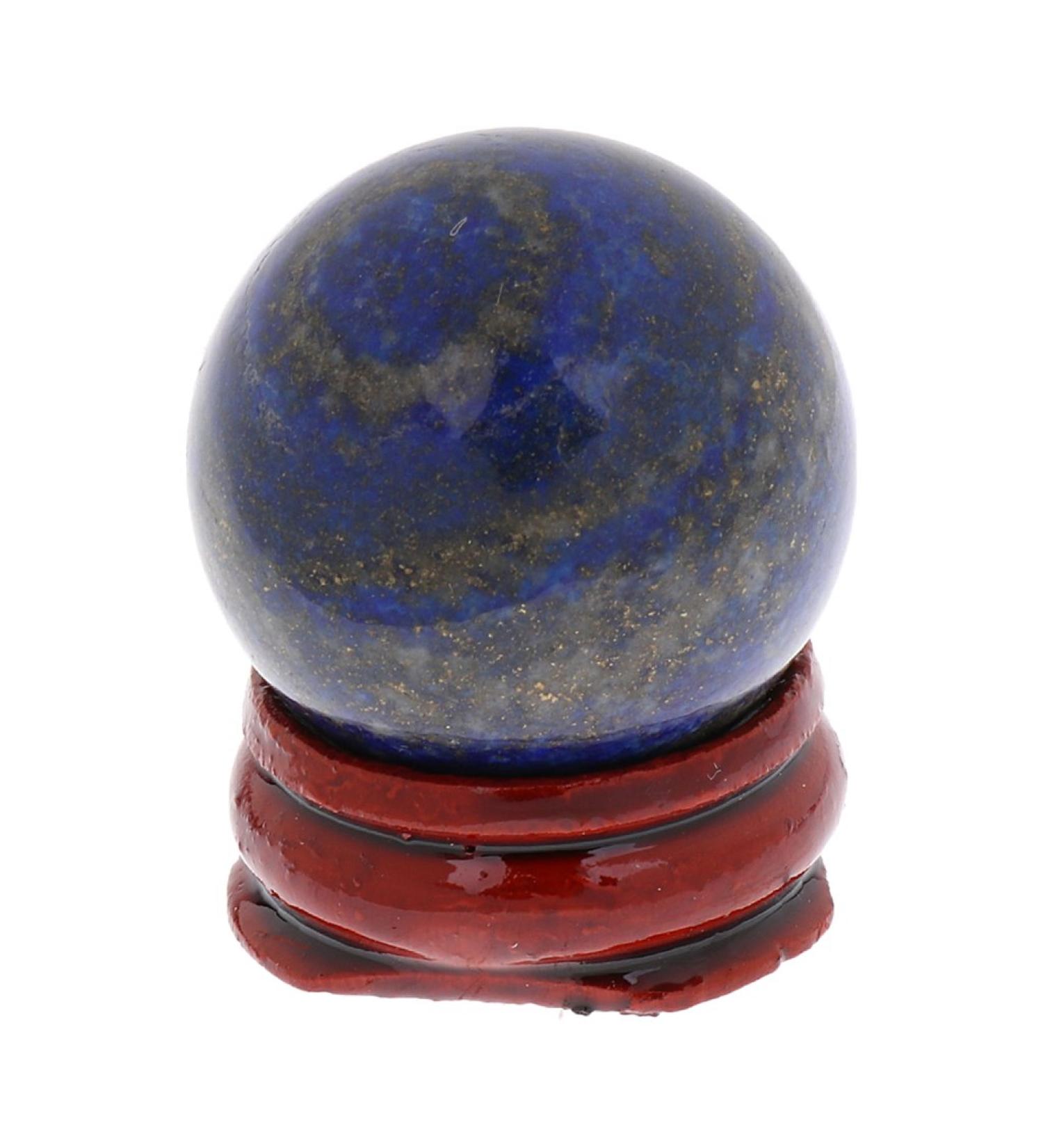 30mm Natural Lapis Lazuli Gemstone Sphere Crystal Ball + Stand Blue - Buy Online on GoSupps.com
