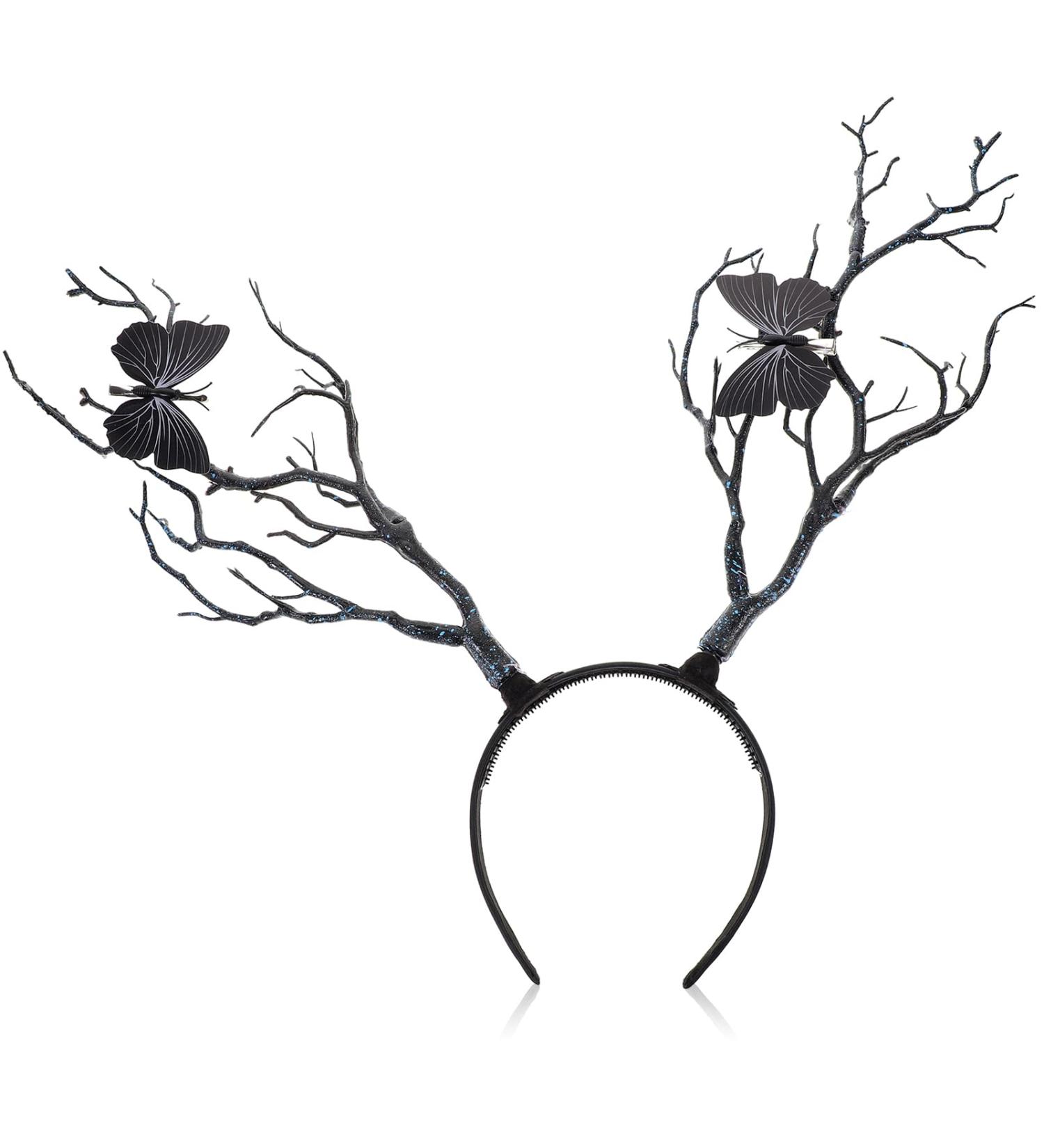 Healvian Antler Headband Tree Branches Headdress with Butterflies Women Headband Tree Branches Butterfly Headband Antler Tree Branches Headband Fairy Crown Wedding Christmas Halloween Costume Headband - Buy Online on GoSupps.com
