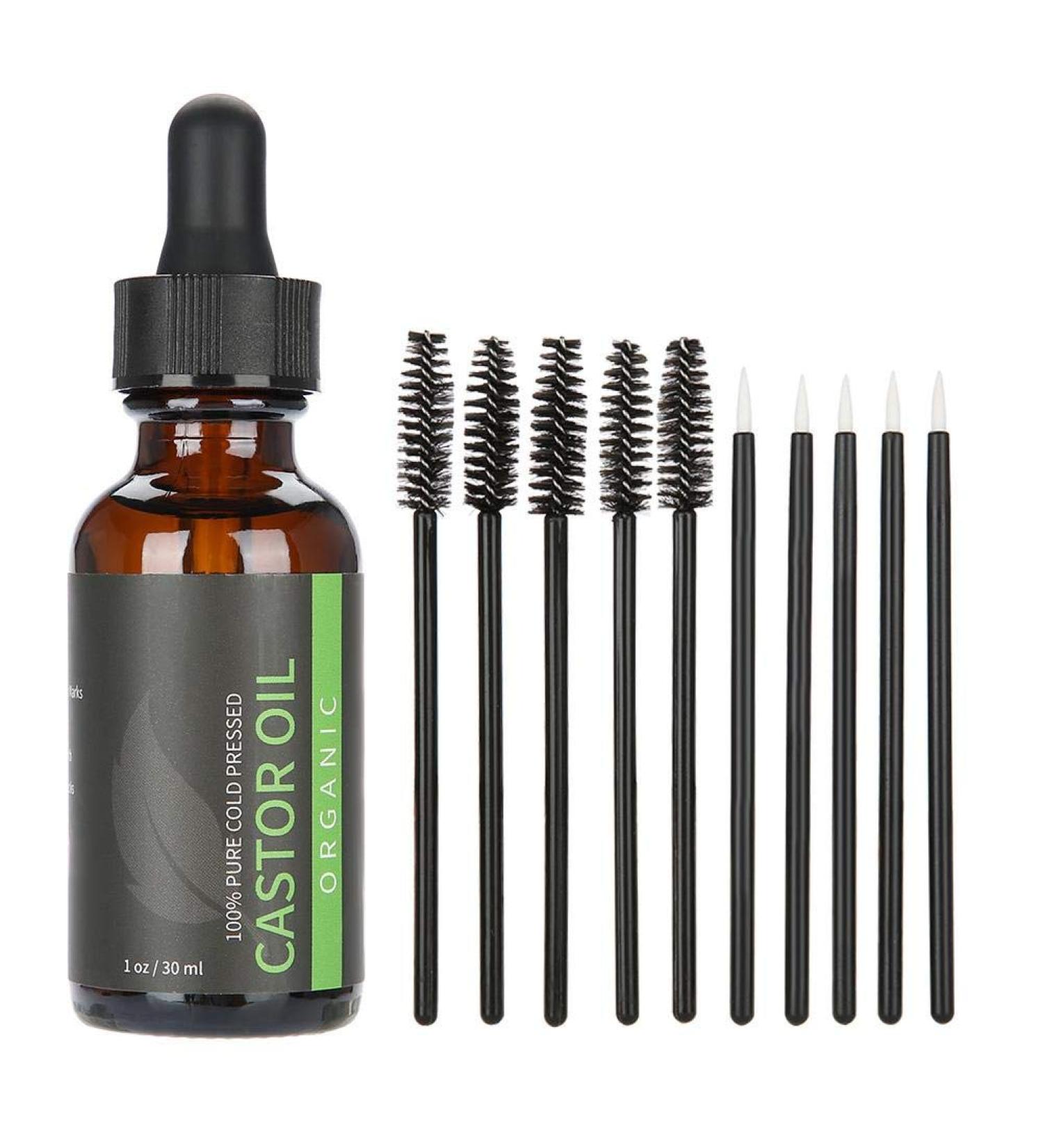 Natural Castor Oil for Eyelash & Eyebrow Growth | Moisturizing Body Massage Oil with Applicator | Nourish Beard & Hair - Buy Online on GoSupps.com