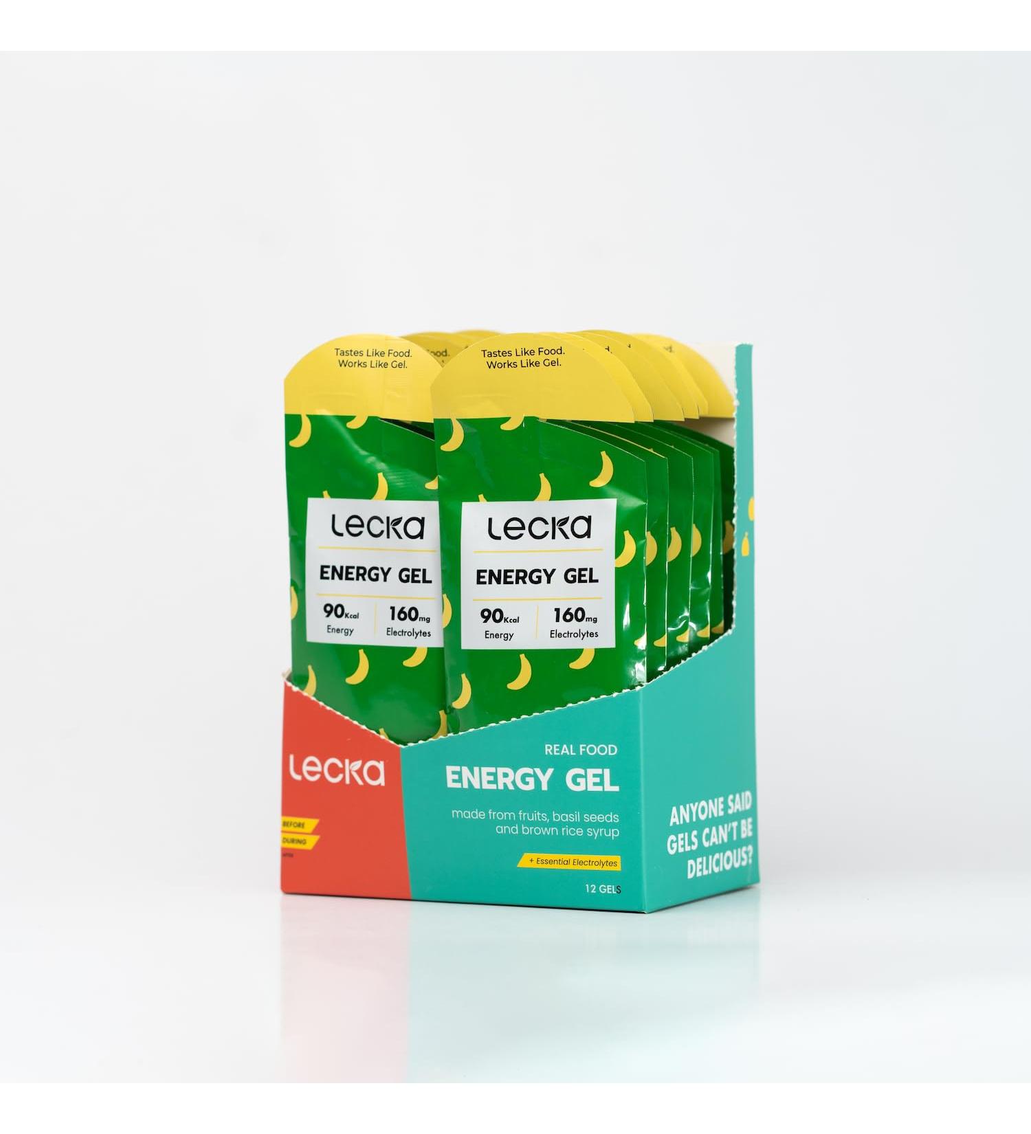 Lecka Energy Gel - Banana Flavor 12 Gels | Natural Energy & Electrolytes for Endurance Exercise Made with Real Fruits & Basil Seeds - Buy Online on GoSupps.com