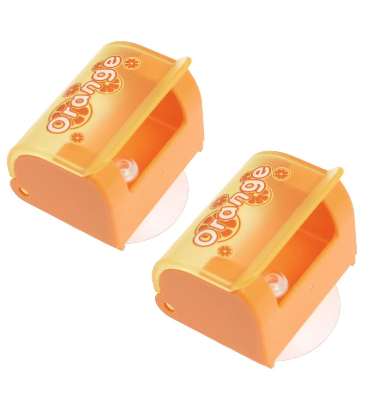 Ruilogod 2pcs Bathroom Orange Plastic Suction Cup Razor Shaver Holder Hook