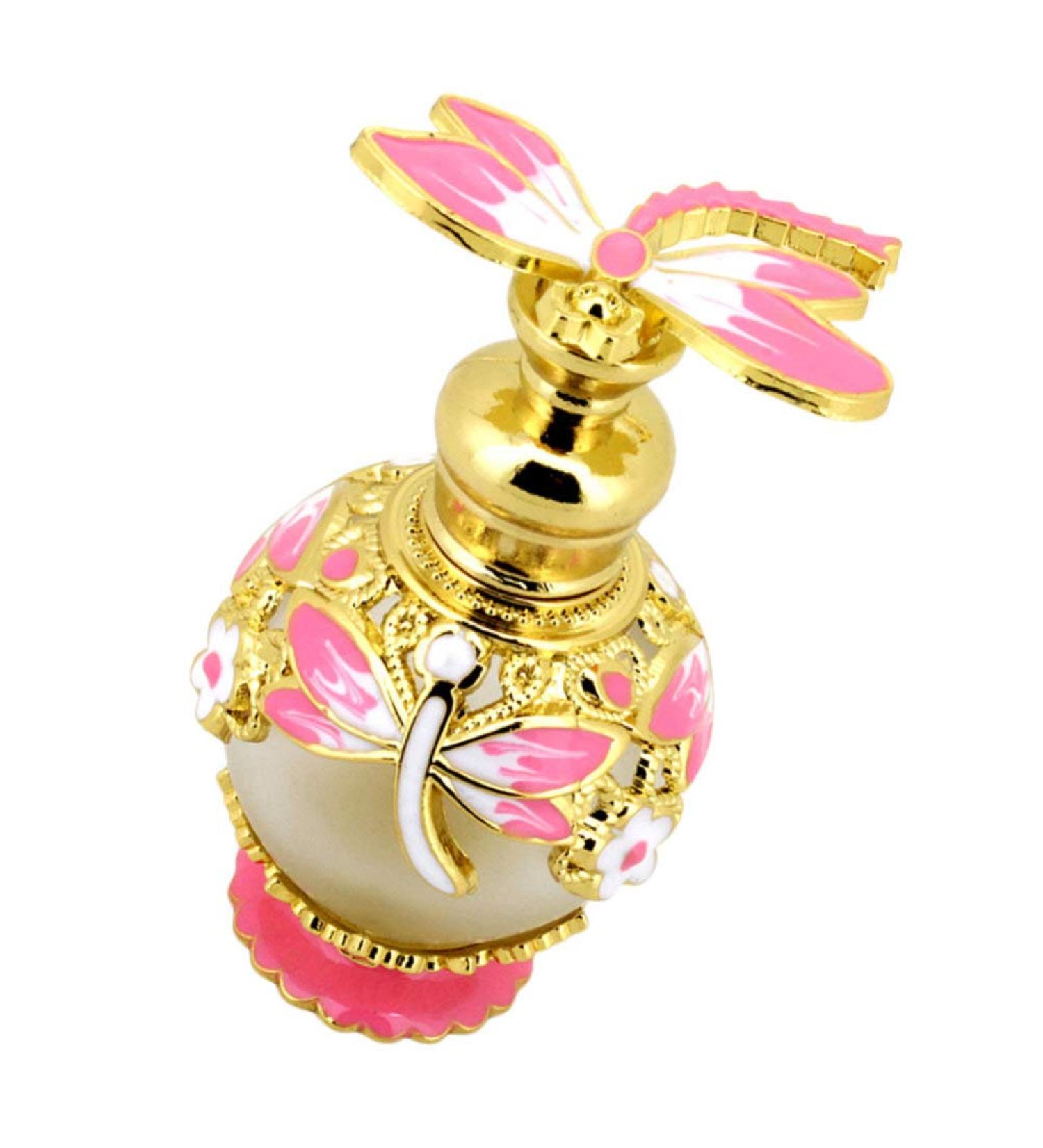 minkissy Glass Containers Empty Perfume Bottle 15ML Jeweled Vintage Refillable Essential Oil Dropper Bottle Decorative Dropper Bottle for Home Travel Retro Perfume Bottle Perfume Ornament Pink - Buy Online on GoSupps.com